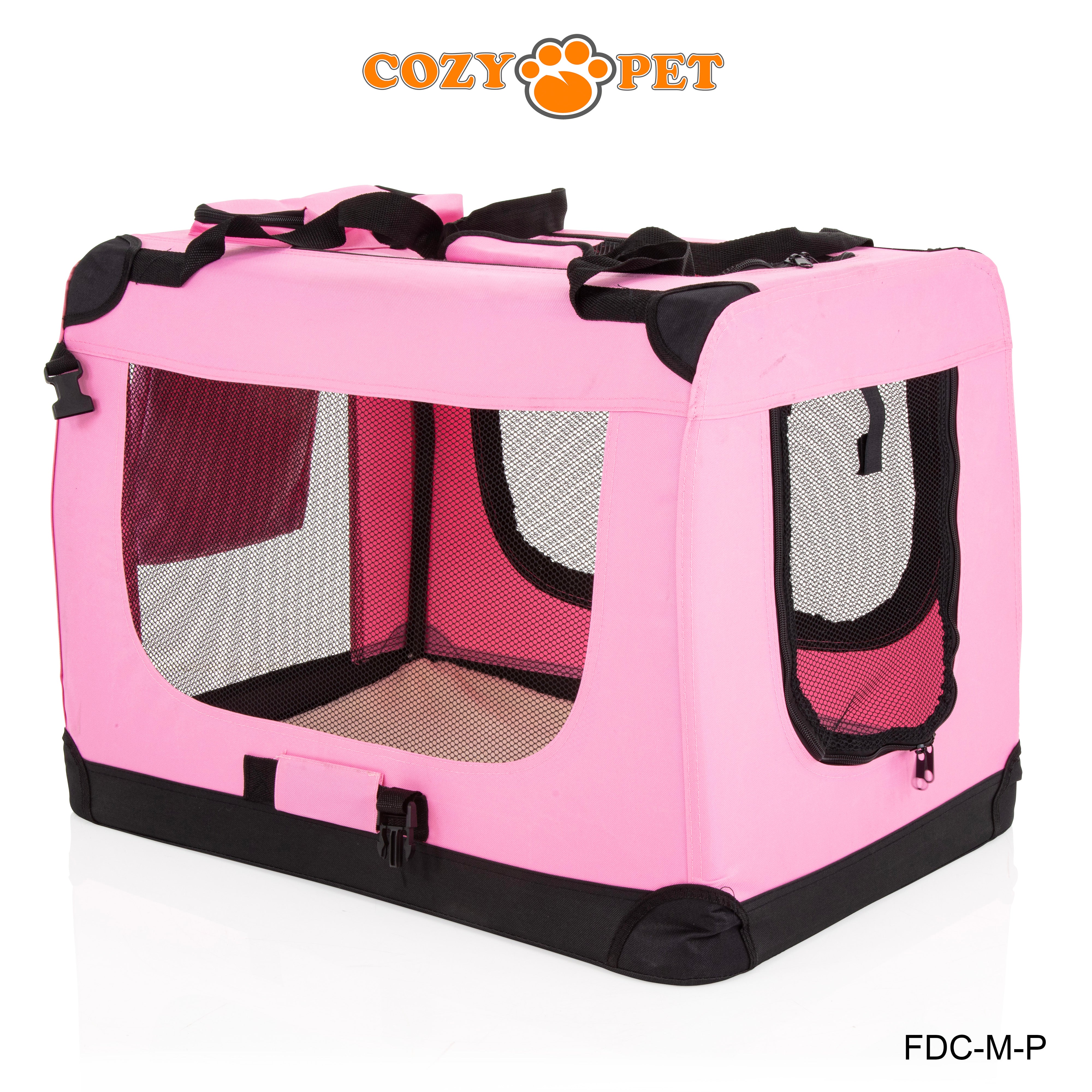 Fabric Dog Crate 70cm Pink by Cozy Pet Puppy Carrier Cat Travel Cage Rabbit Model: FDC-M-P - RET - Customer Return 30% Discount.