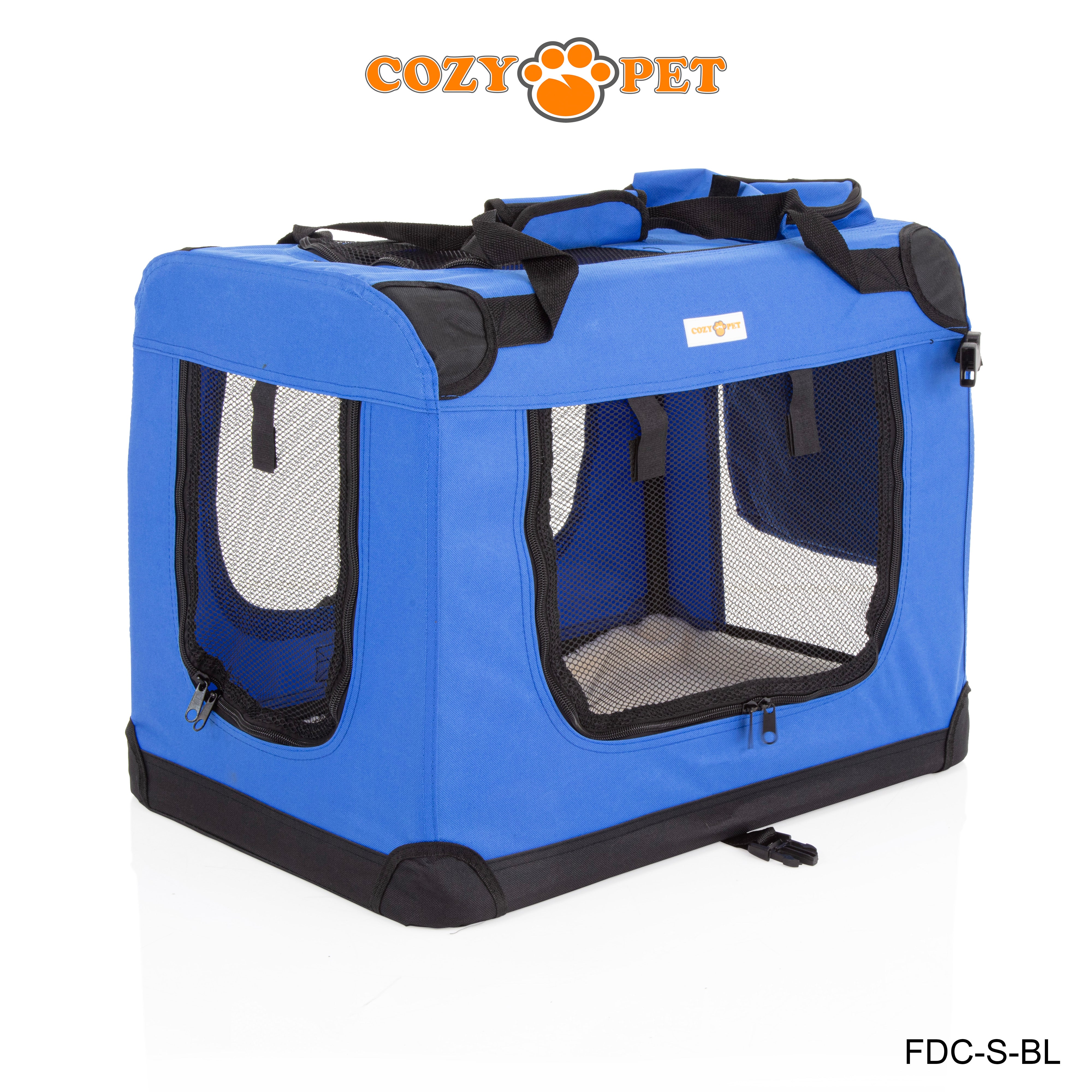 Fabric Dog Crate 60cm Blue by Cozy Pet Puppy Carrier Cat Travel Cage Rabbit Model: FDC-S-BL - RET - Customer Return 30% Discount.