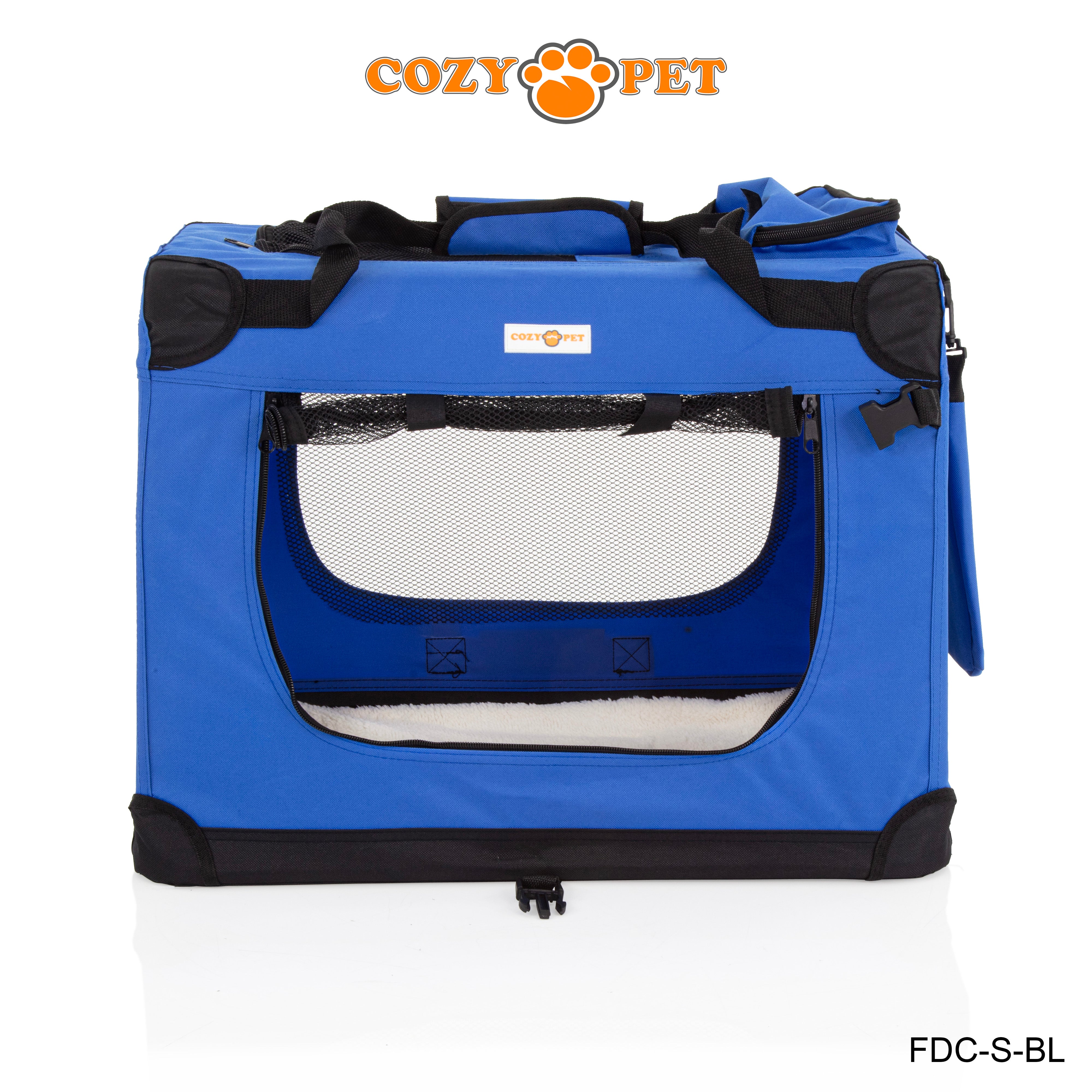 Fabric Dog Crate 60cm Blue by Cozy Pet Puppy Carrier Cat Travel Cage Rabbit Model: FDC-S-BL - RET - Customer Return 30% Discount.