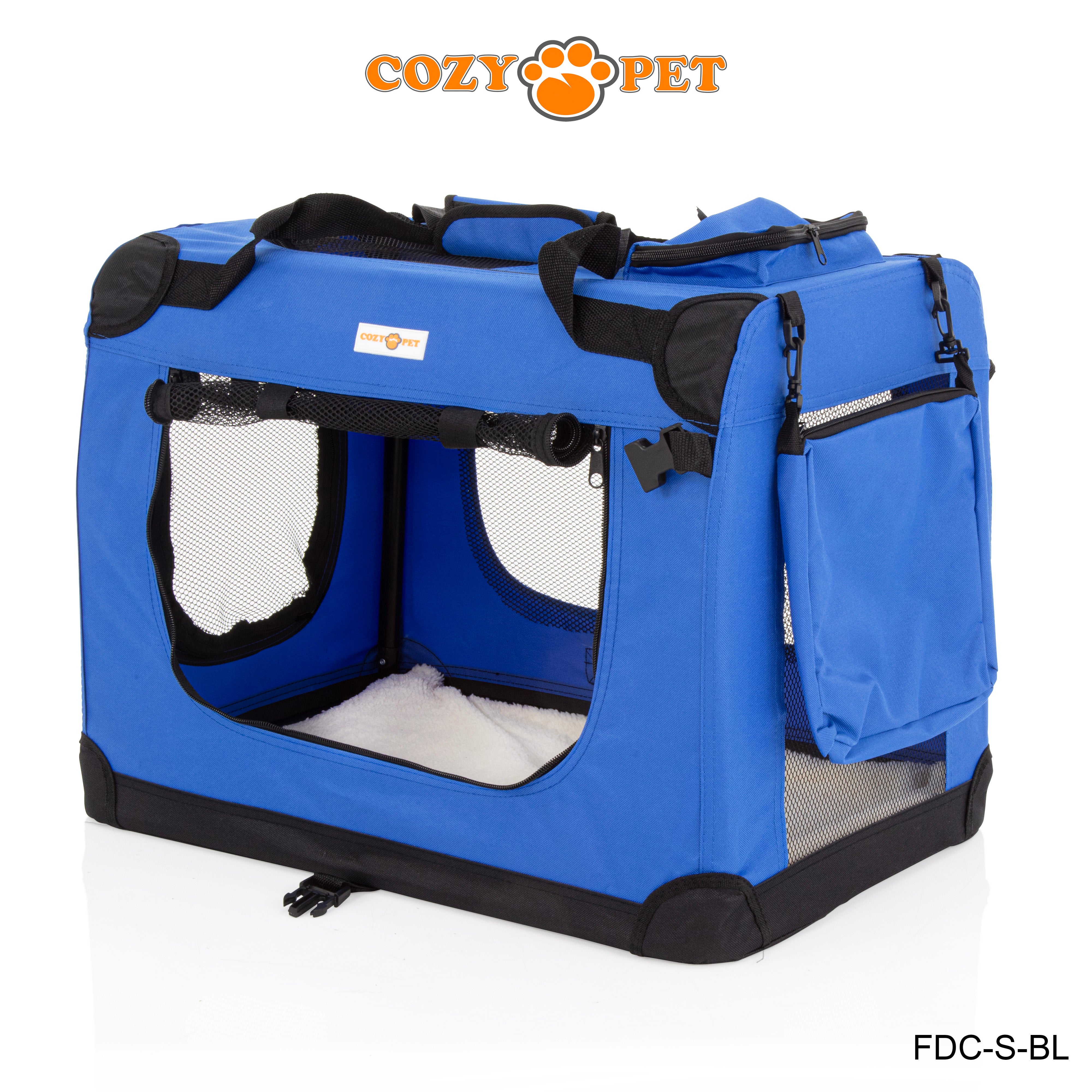 Fabric Dog Crate 60cm Blue by Cozy Pet Puppy Carrier Cat Travel Cage Rabbit Model: FDC-S-BL - RET - Customer Return 30% Discount.