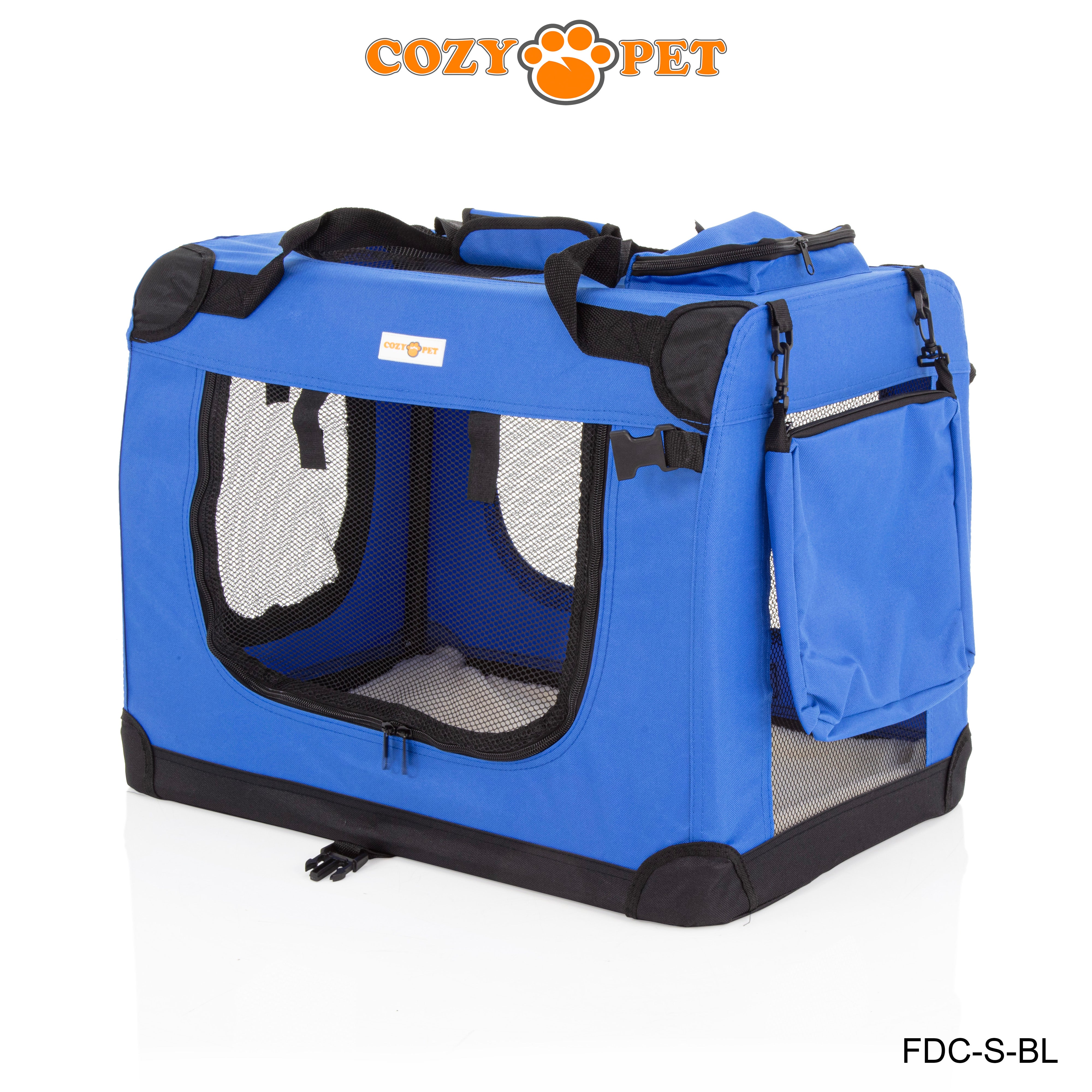 Fabric Dog Crate 60cm Blue by Cozy Pet Puppy Carrier Cat Travel Cage Rabbit Model: FDC-S-BL - RET - Customer Return 30% Discount.