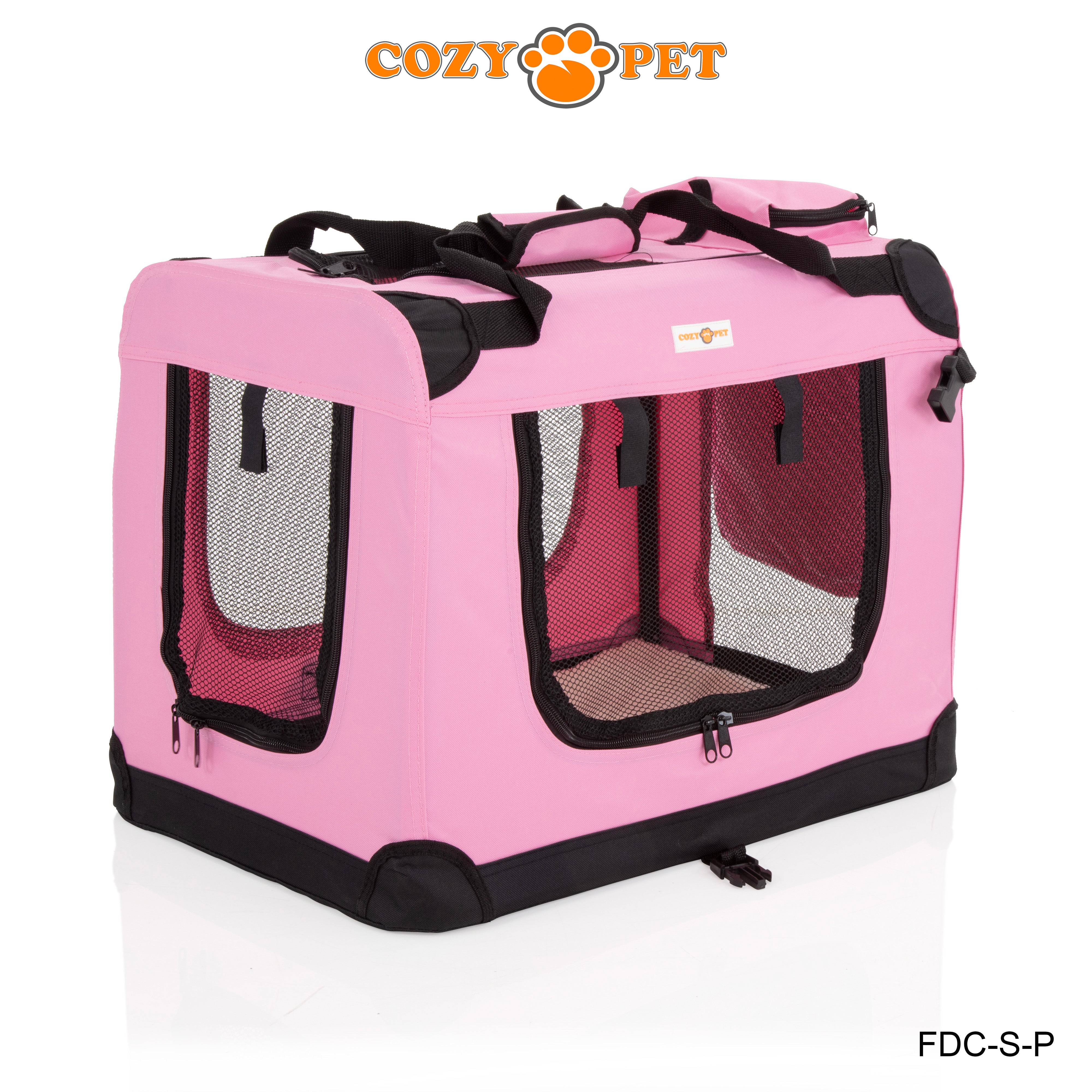 Fabric Dog Crate 60cm Pink by Cozy Pet Puppy Carrier Cat Travel Cage Rabbit Model: FDC-S-P - RET - Customer Return 30% Discount.