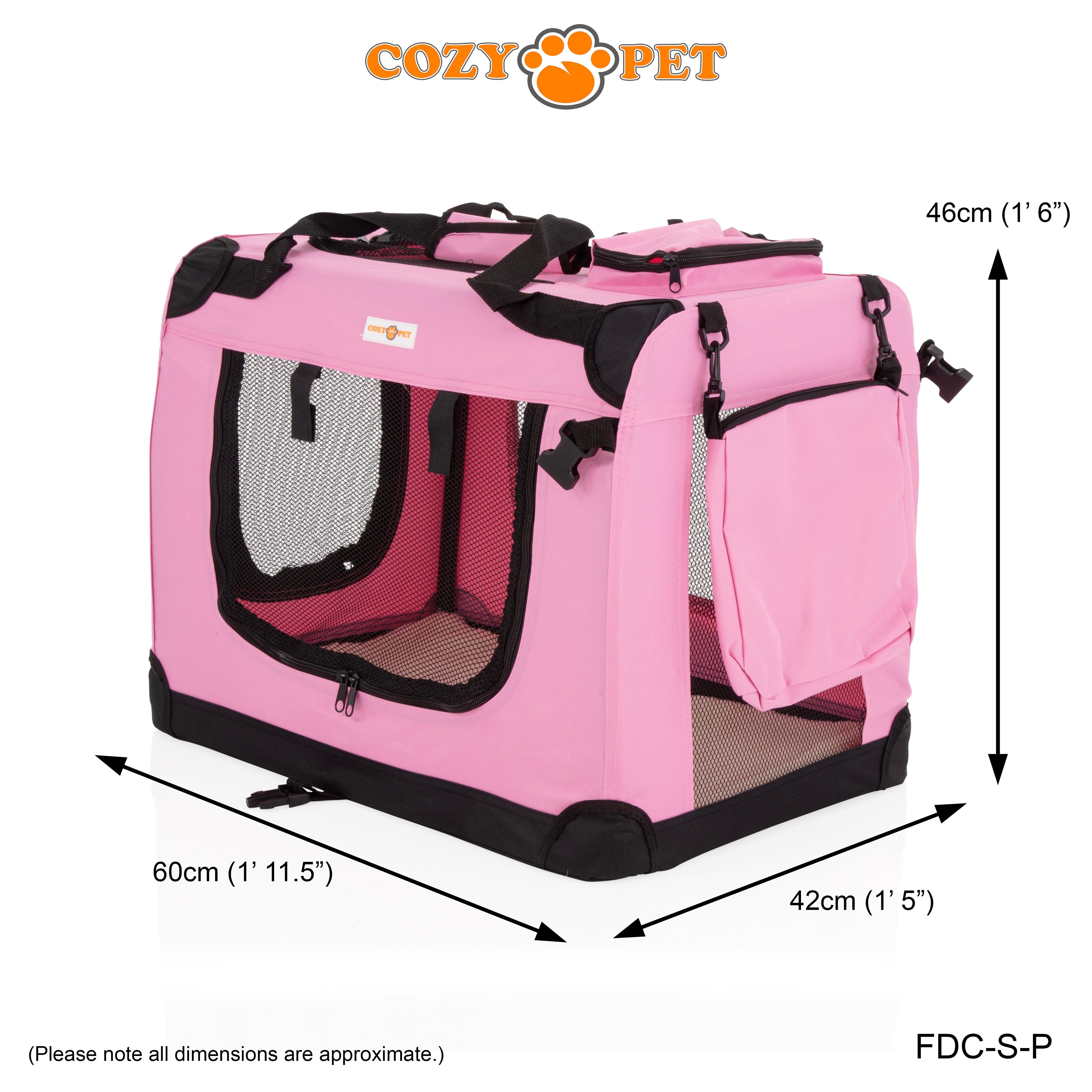 Fabric Dog Crate 60cm Pink by Cozy Pet Puppy Carrier Cat Travel Cage Rabbit Model: FDC-S-P - RET - Customer Return 30% Discount.