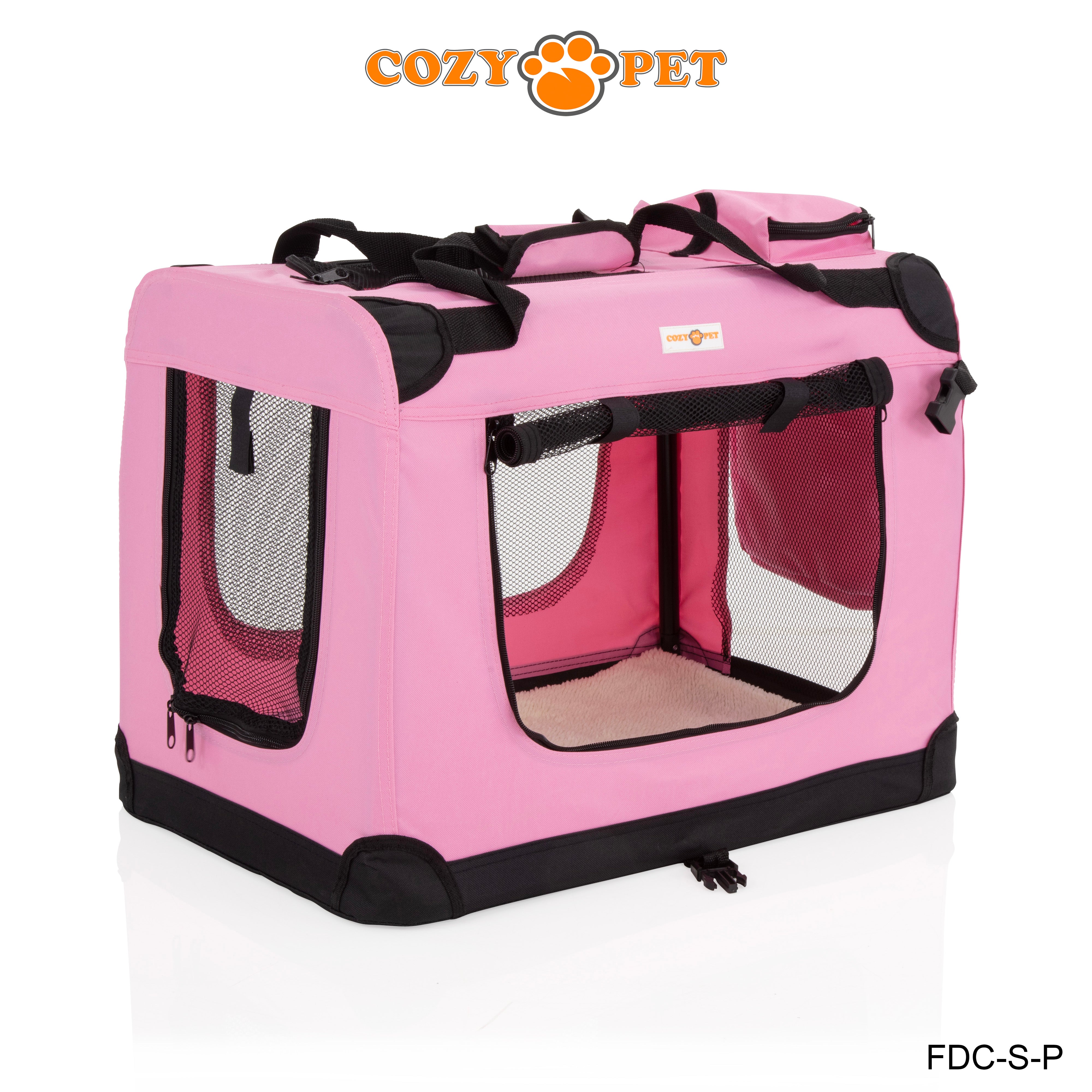 Fabric Dog Crate 60cm Pink by Cozy Pet Puppy Carrier Cat Travel Cage Rabbit Model: FDC-S-P - RET - Customer Return 30% Discount.