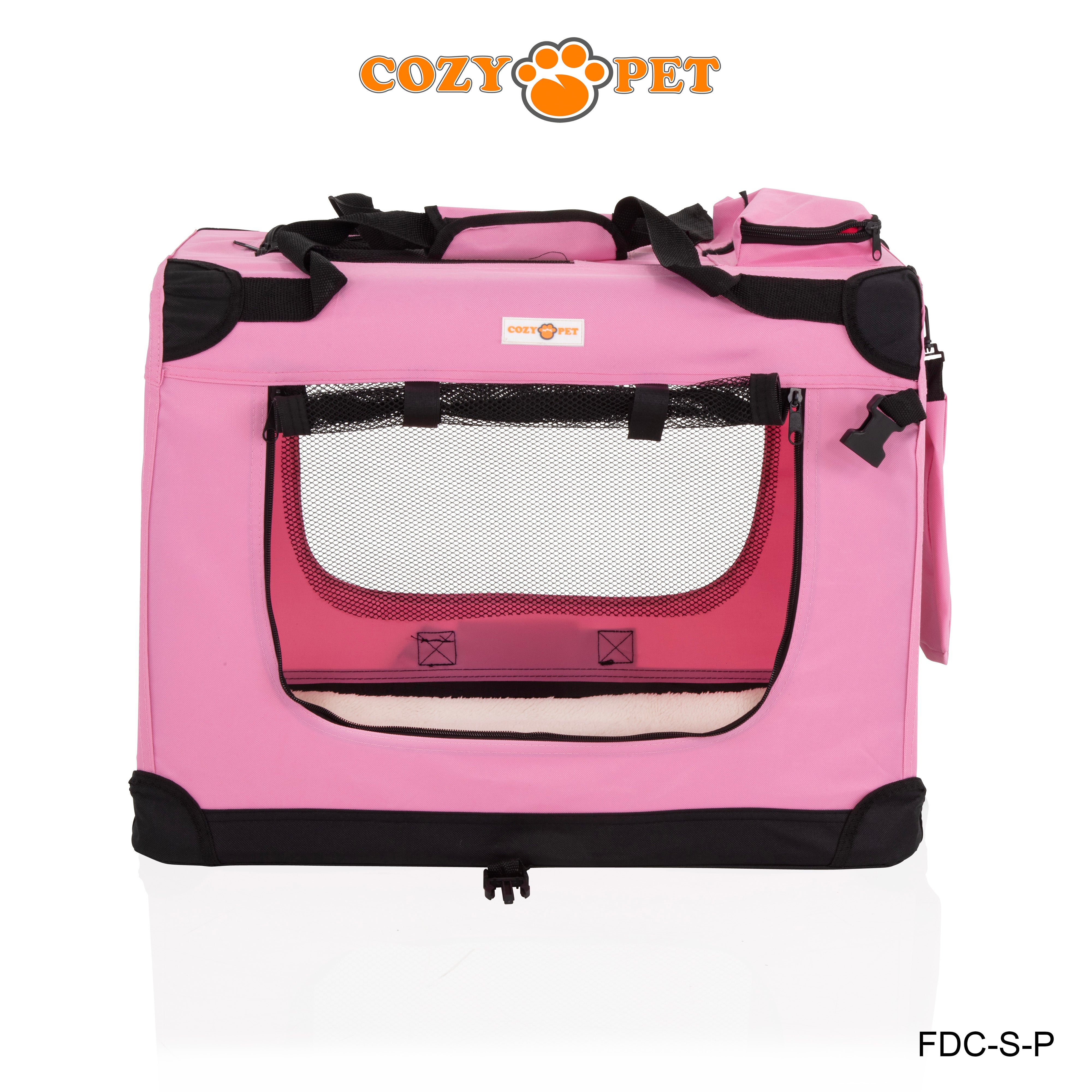 Fabric Dog Crate 60cm Pink by Cozy Pet Puppy Carrier Cat Travel Cage Rabbit Model: FDC-S-P - RET - Customer Return 30% Discount.