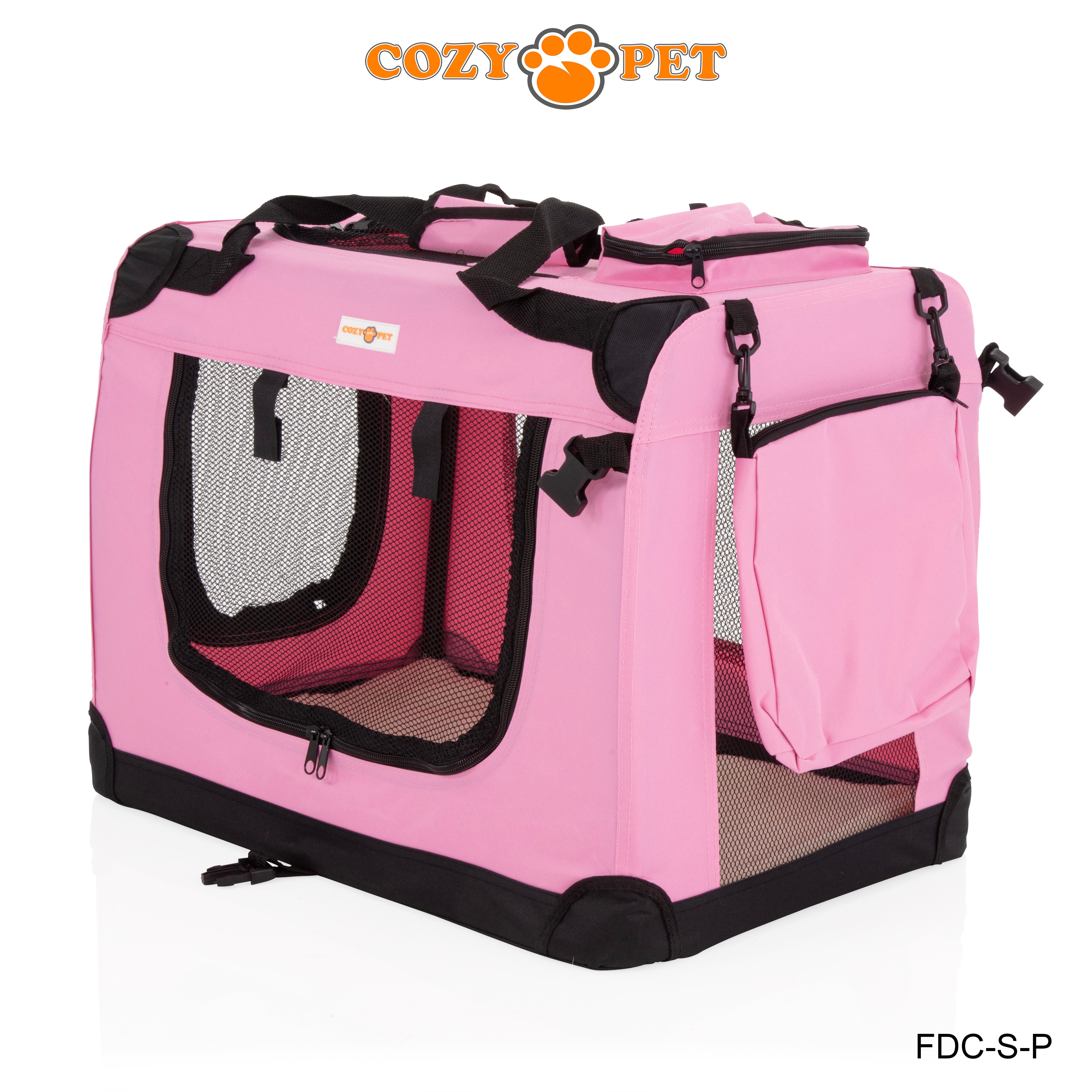 Fabric Dog Crate 60cm Pink by Cozy Pet Puppy Carrier Cat Travel Cage Rabbit Model: FDC-S-P - RET - Customer Return 30% Discount.