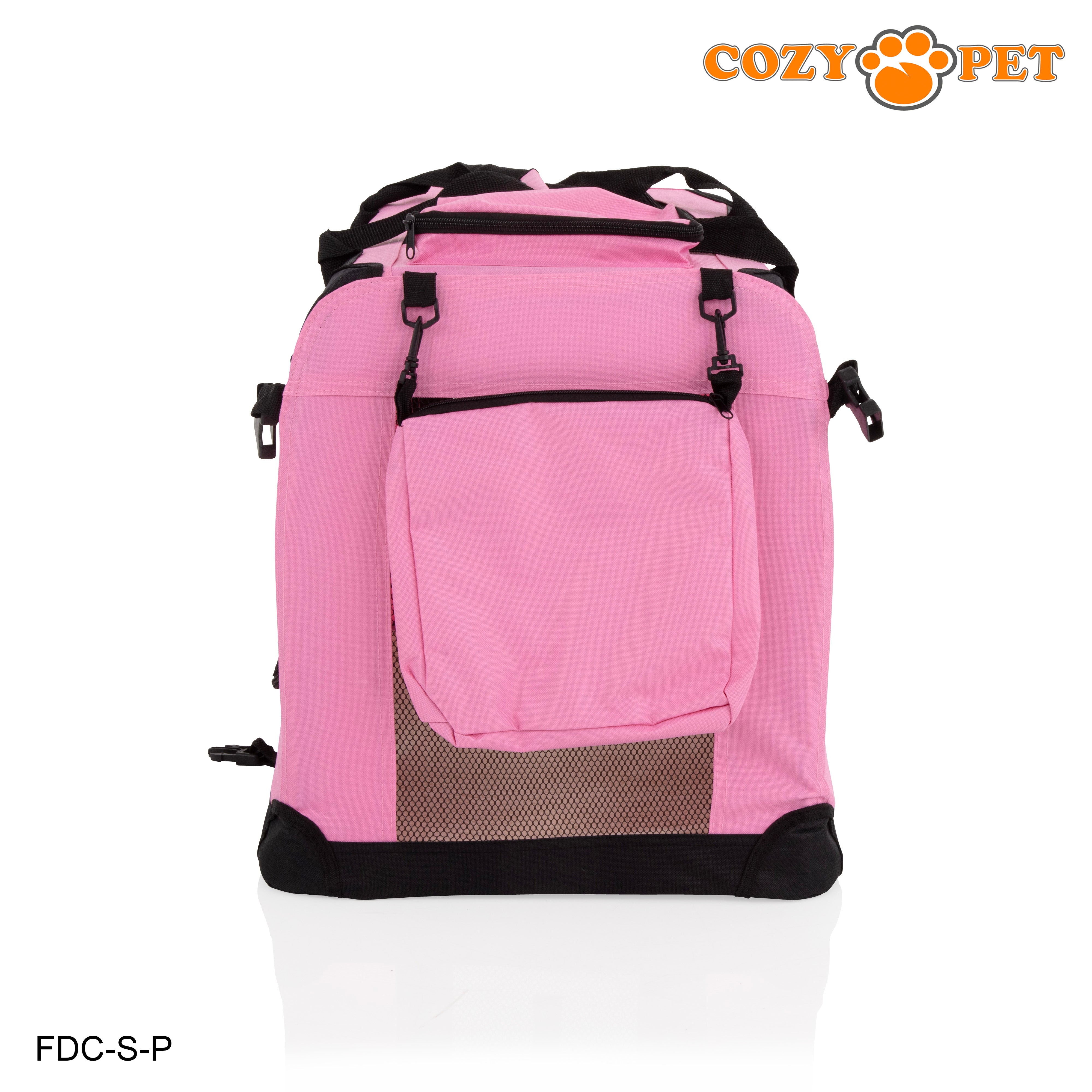 Fabric Dog Crate 60cm Pink by Cozy Pet Puppy Carrier Cat Travel Cage Rabbit Model: FDC-S-P - RET - Customer Return 30% Discount.