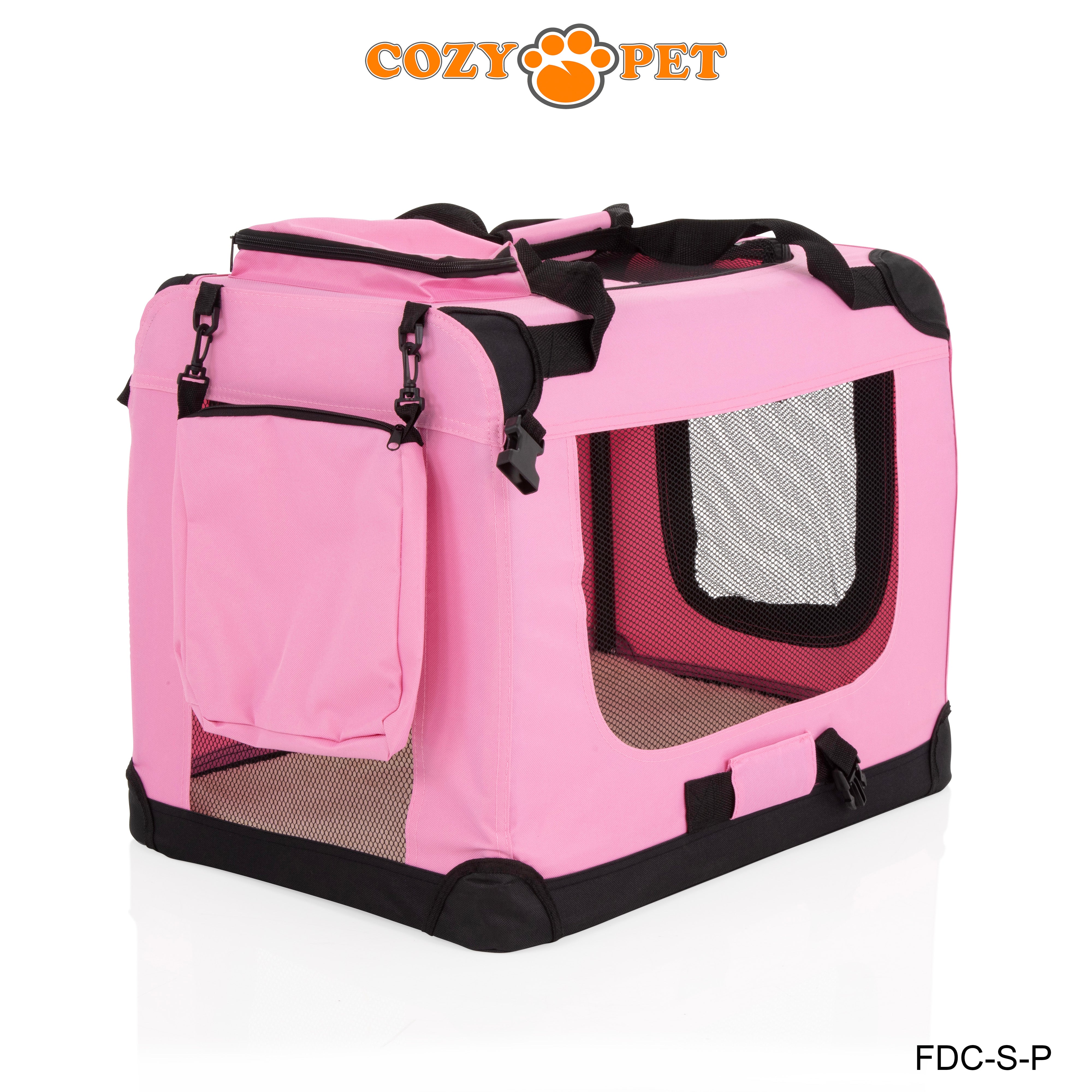 Fabric Dog Crate 60cm Pink by Cozy Pet Puppy Carrier Cat Travel Cage Rabbit Model: FDC-S-P - RET - Customer Return 30% Discount.