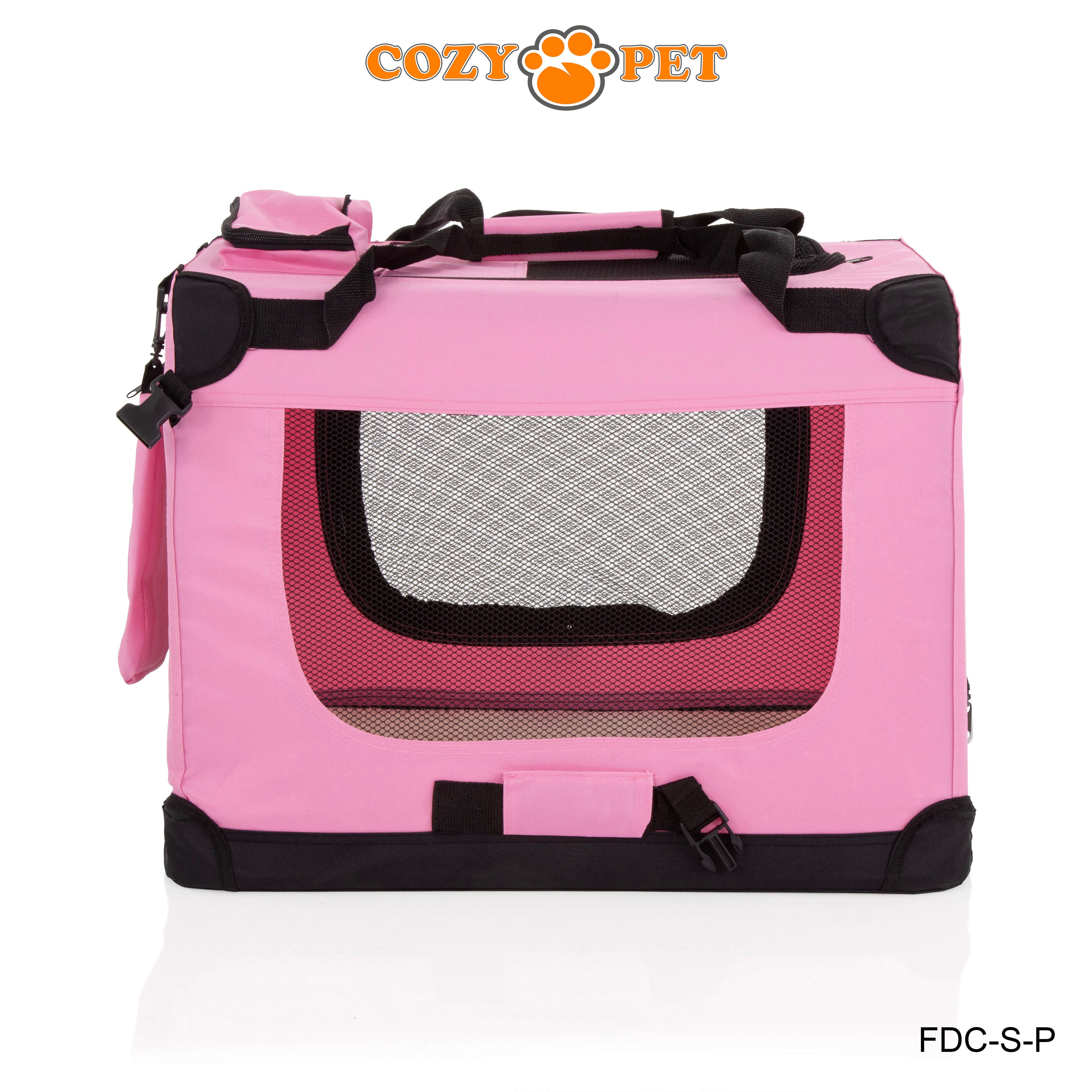 Fabric Dog Crate 60cm Pink by Cozy Pet Puppy Carrier Cat Travel Cage Rabbit Model: FDC-S-P - RET - Customer Return 30% Discount.