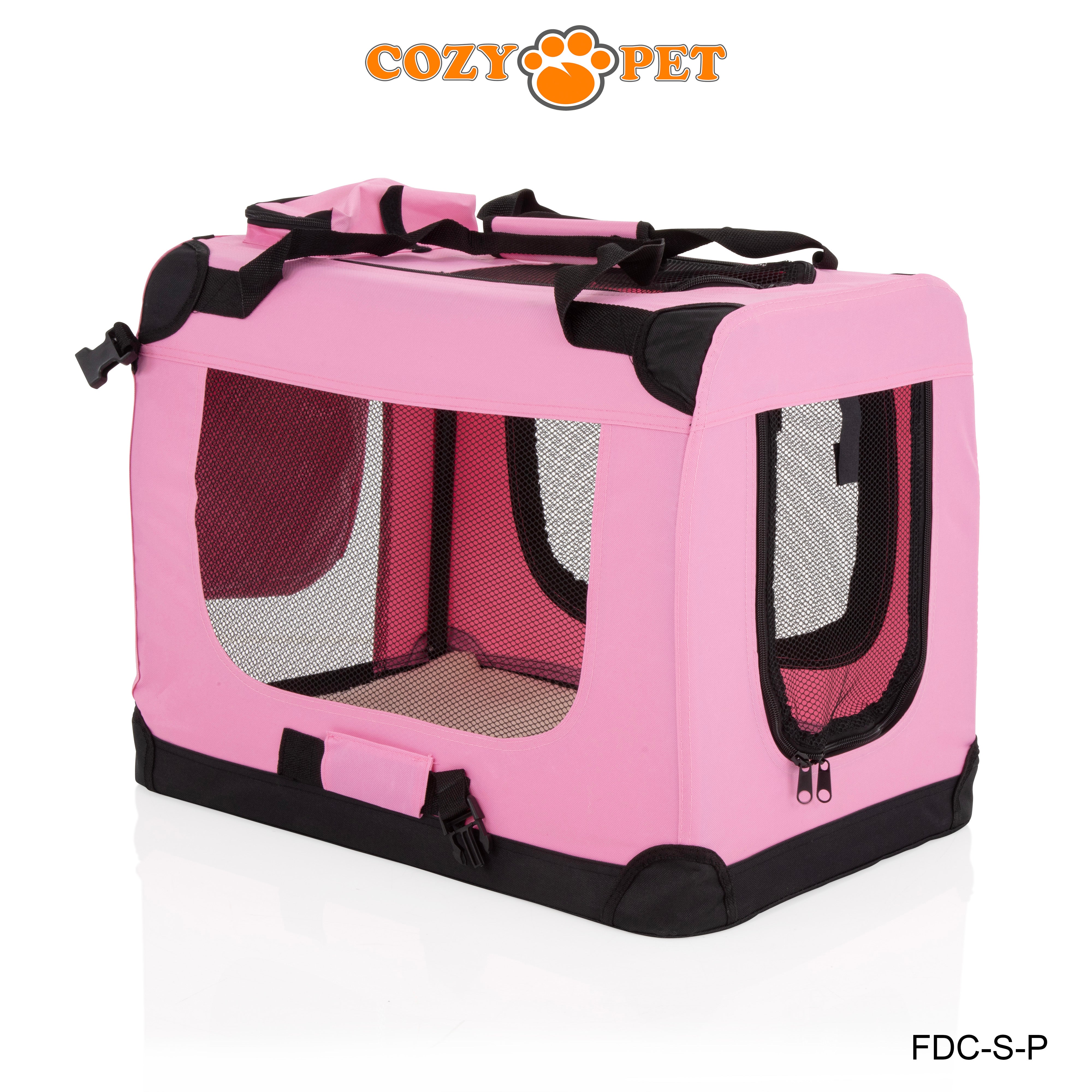 Fabric Dog Crate 60cm Pink by Cozy Pet Puppy Carrier Cat Travel Cage Rabbit Model: FDC-S-P - RET - Customer Return 30% Discount.