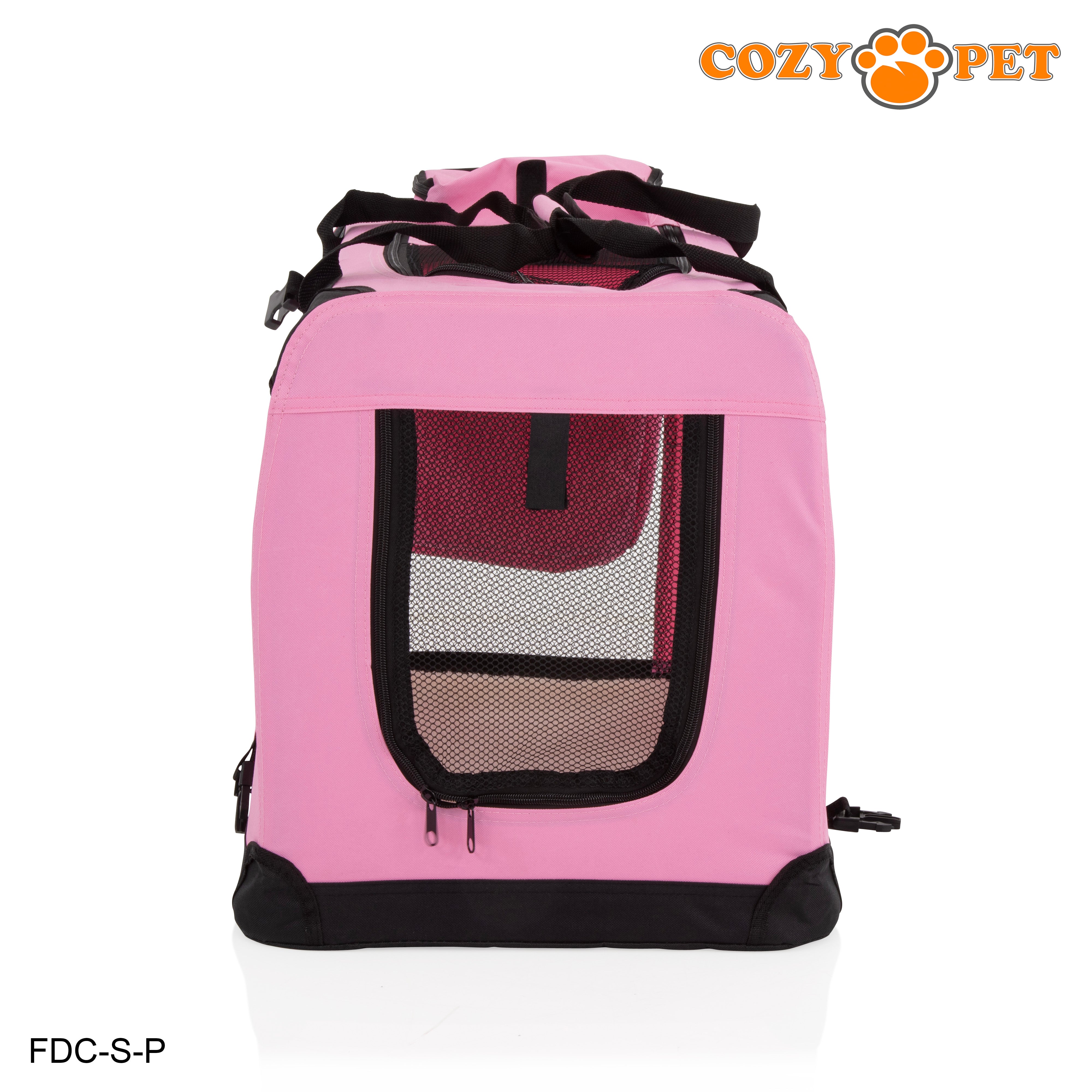 Fabric Dog Crate 60cm Pink by Cozy Pet Puppy Carrier Cat Travel Cage Rabbit Model: FDC-S-P - RET - Customer Return 30% Discount.