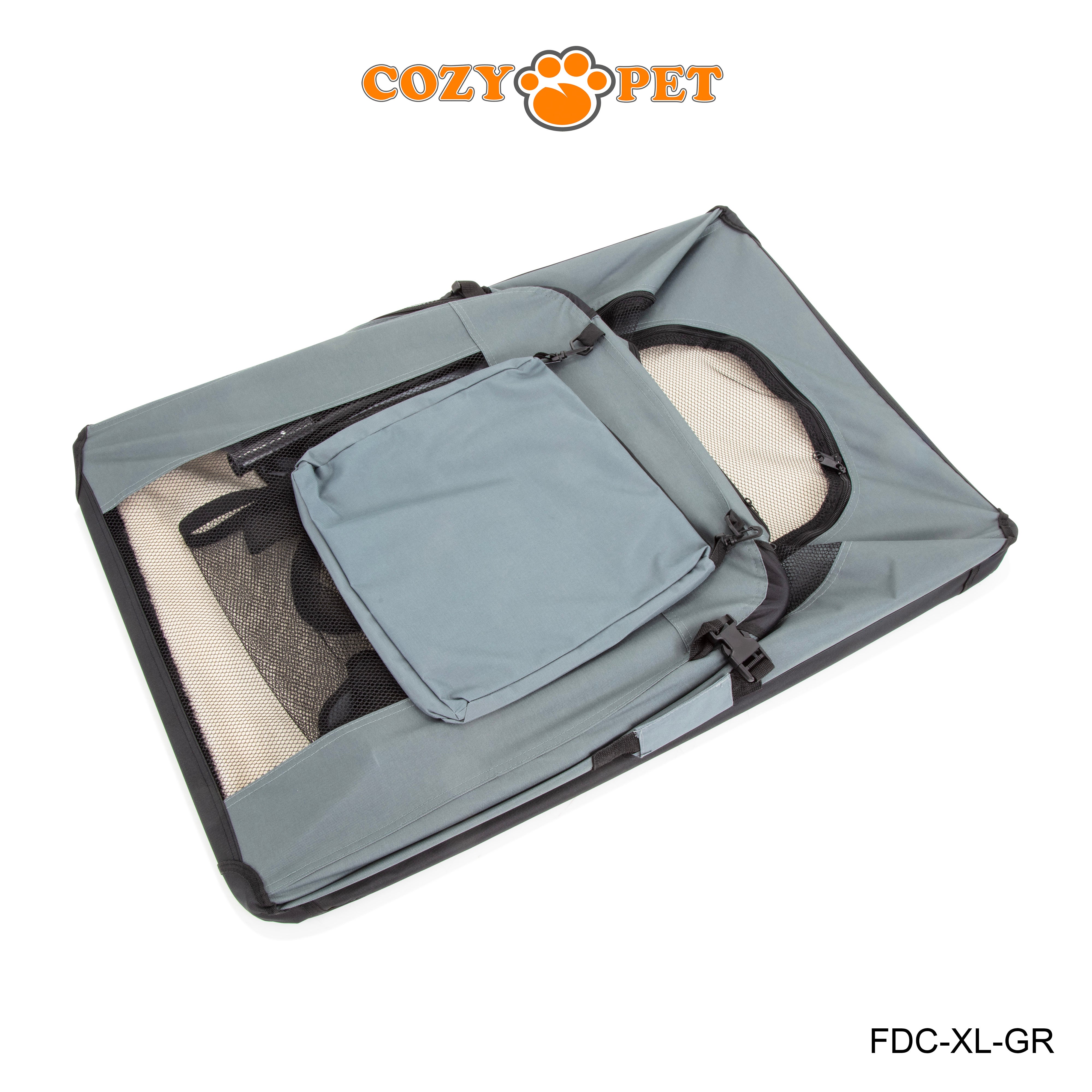 Fabric Dog Crate 90cm Grey by Cozy Pet Puppy Carrier Cat Travel Cage Rabbit Model: FDC-XL-GR - RET - Customer Return 30% Discount.