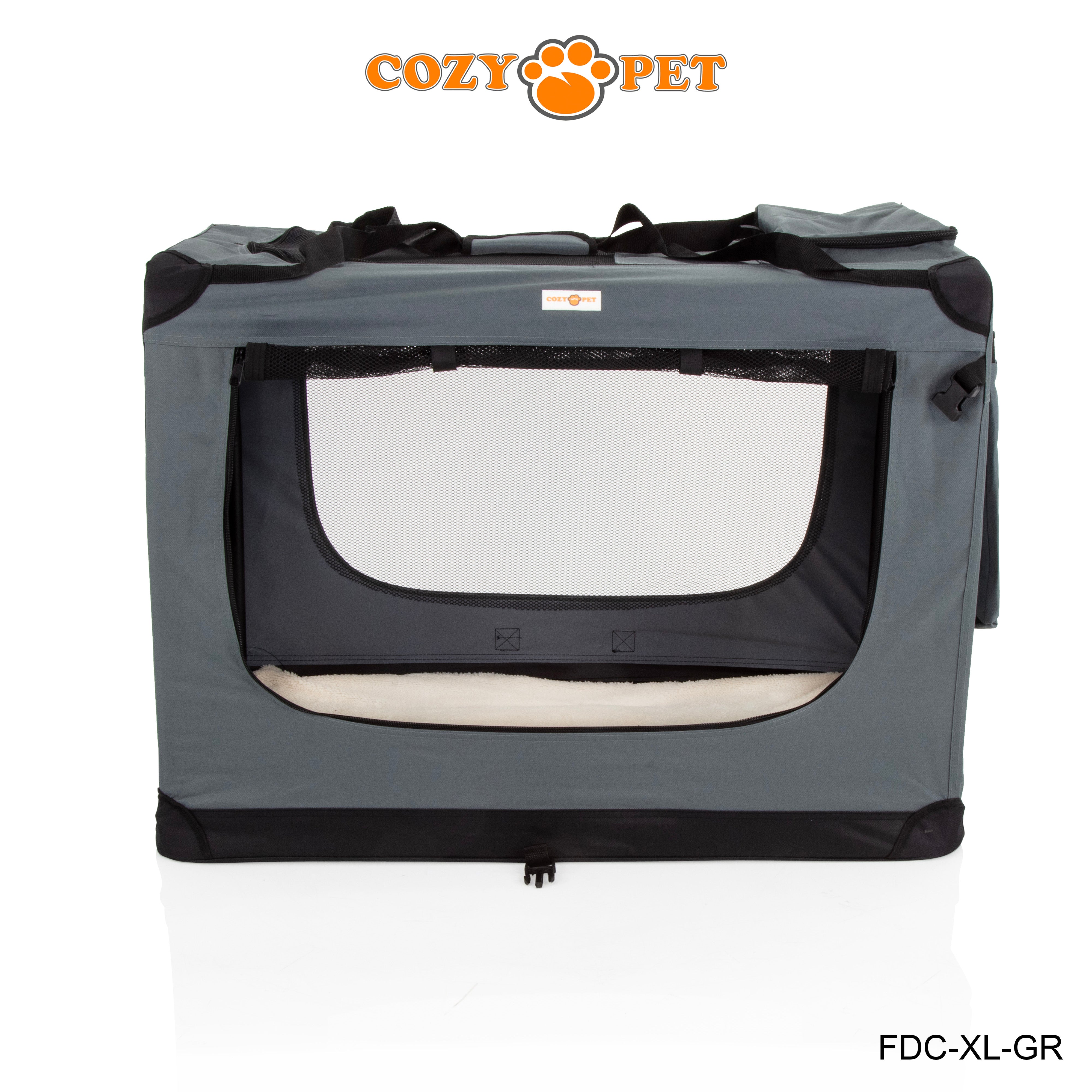 Fabric Dog Crate 90cm Grey by Cozy Pet Puppy Carrier Cat Travel Cage Rabbit Model: FDC-XL-GR - RET - Customer Return 30% Discount.