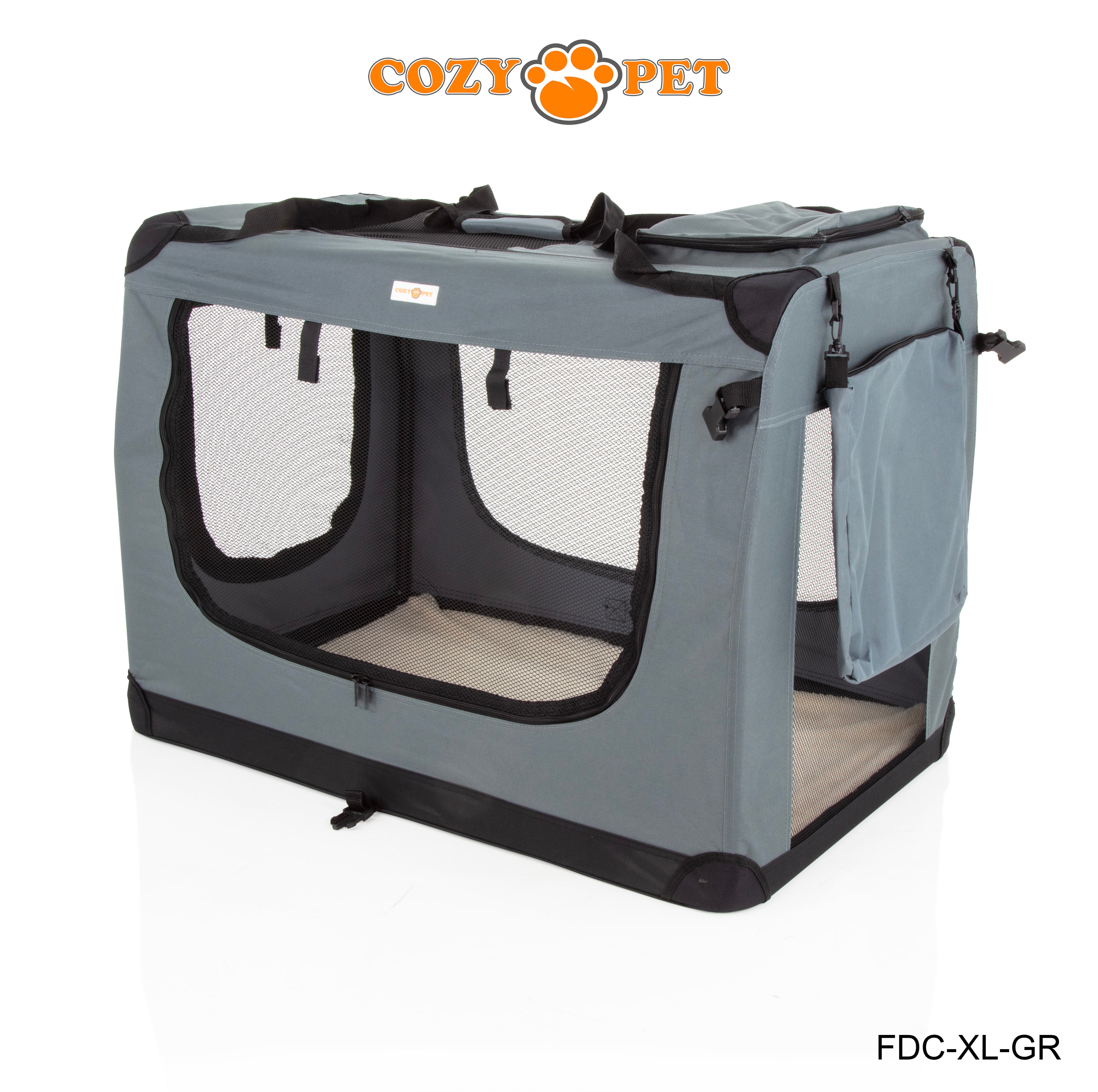 Fabric Dog Crate 90cm Grey by Cozy Pet Puppy Carrier Cat Travel Cage Rabbit Model: FDC-XL-GR - RET - Customer Return 30% Discount.