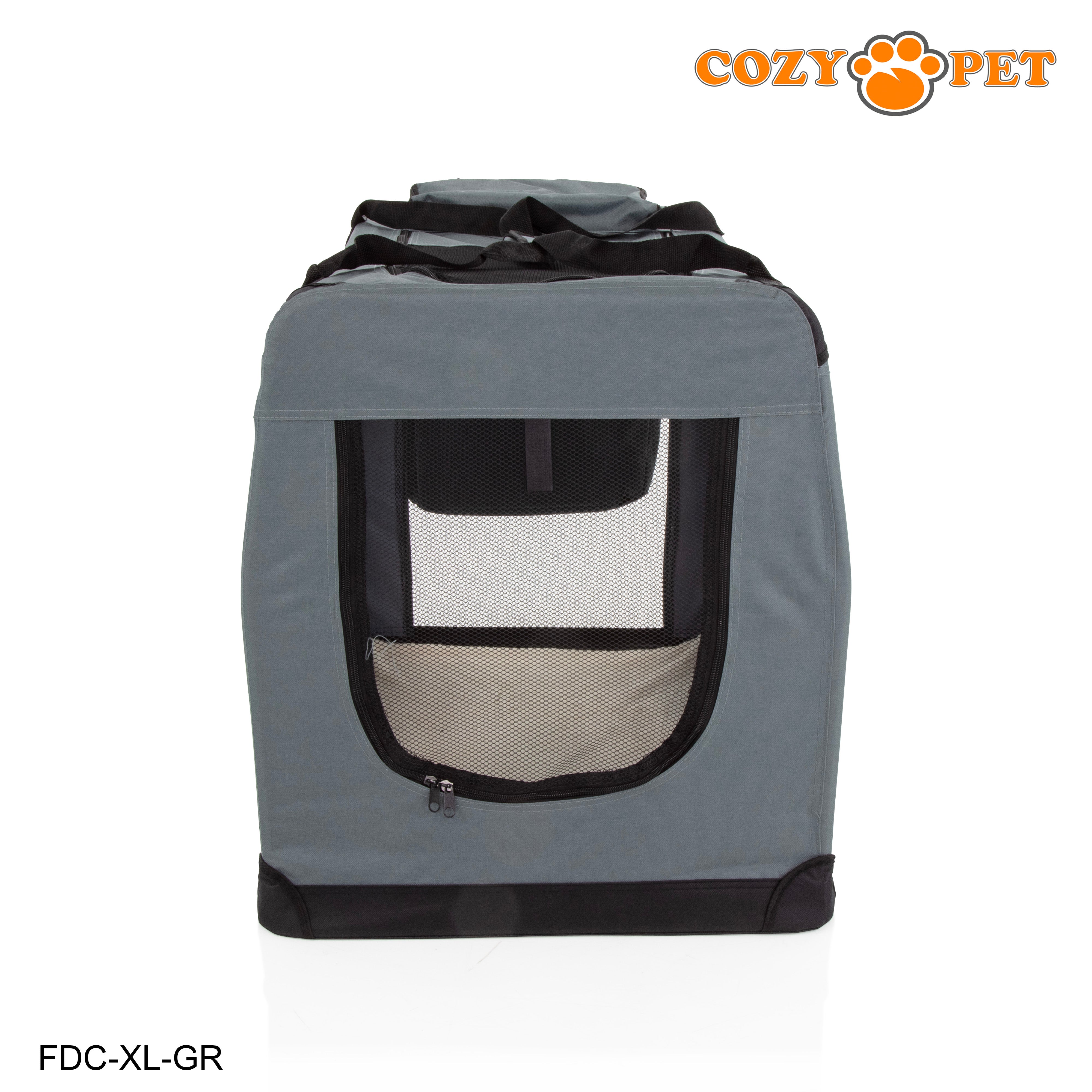 Fabric Dog Crate 90cm Grey by Cozy Pet Puppy Carrier Cat Travel Cage Rabbit Model: FDC-XL-GR - RET - Customer Return 30% Discount.