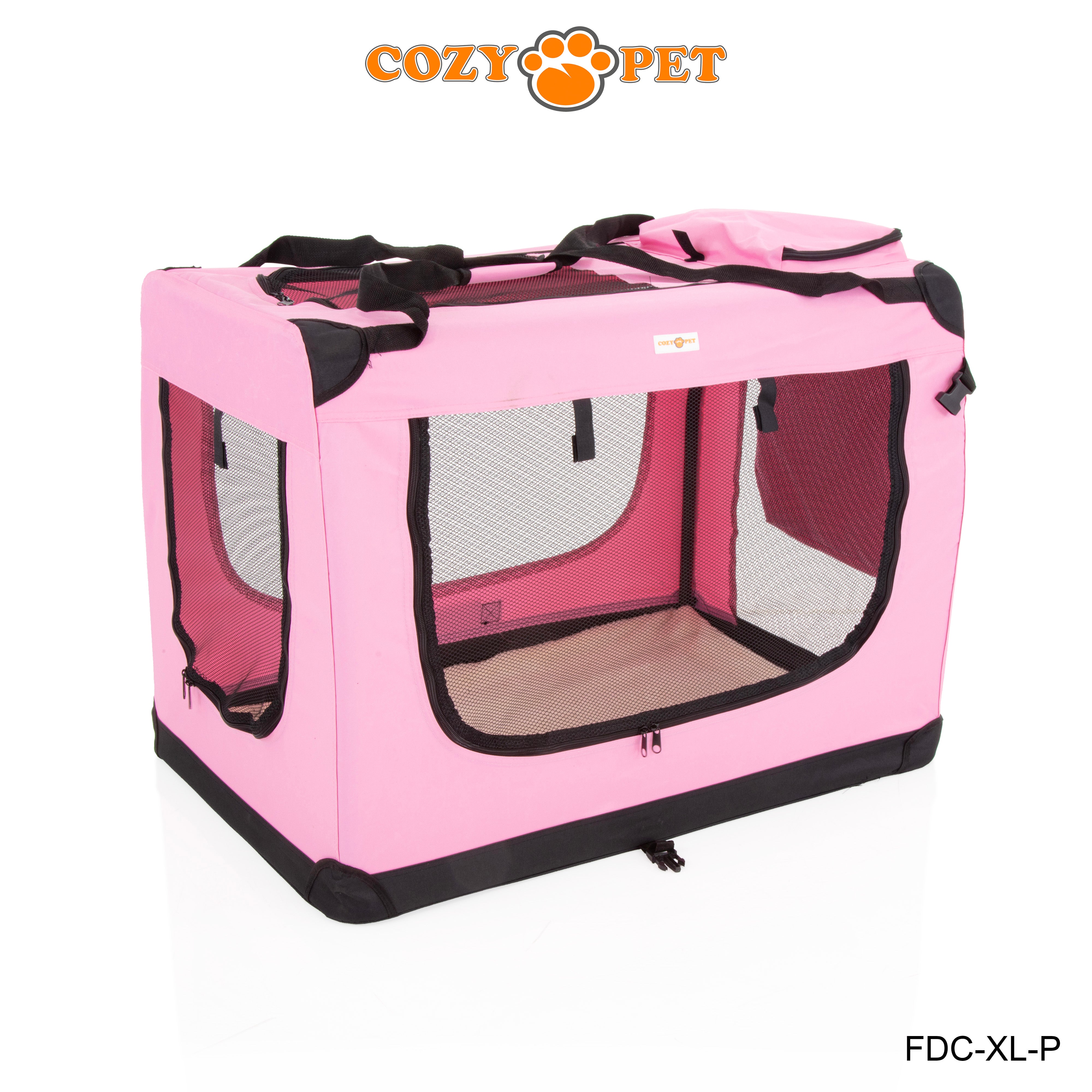 Fabric Dog Crate 90cm Pink by Cozy Pet Puppy Carrier Cat Travel Cage Rabbit Model: FDC-XL-P - RET - Customer Return 30% Discount.