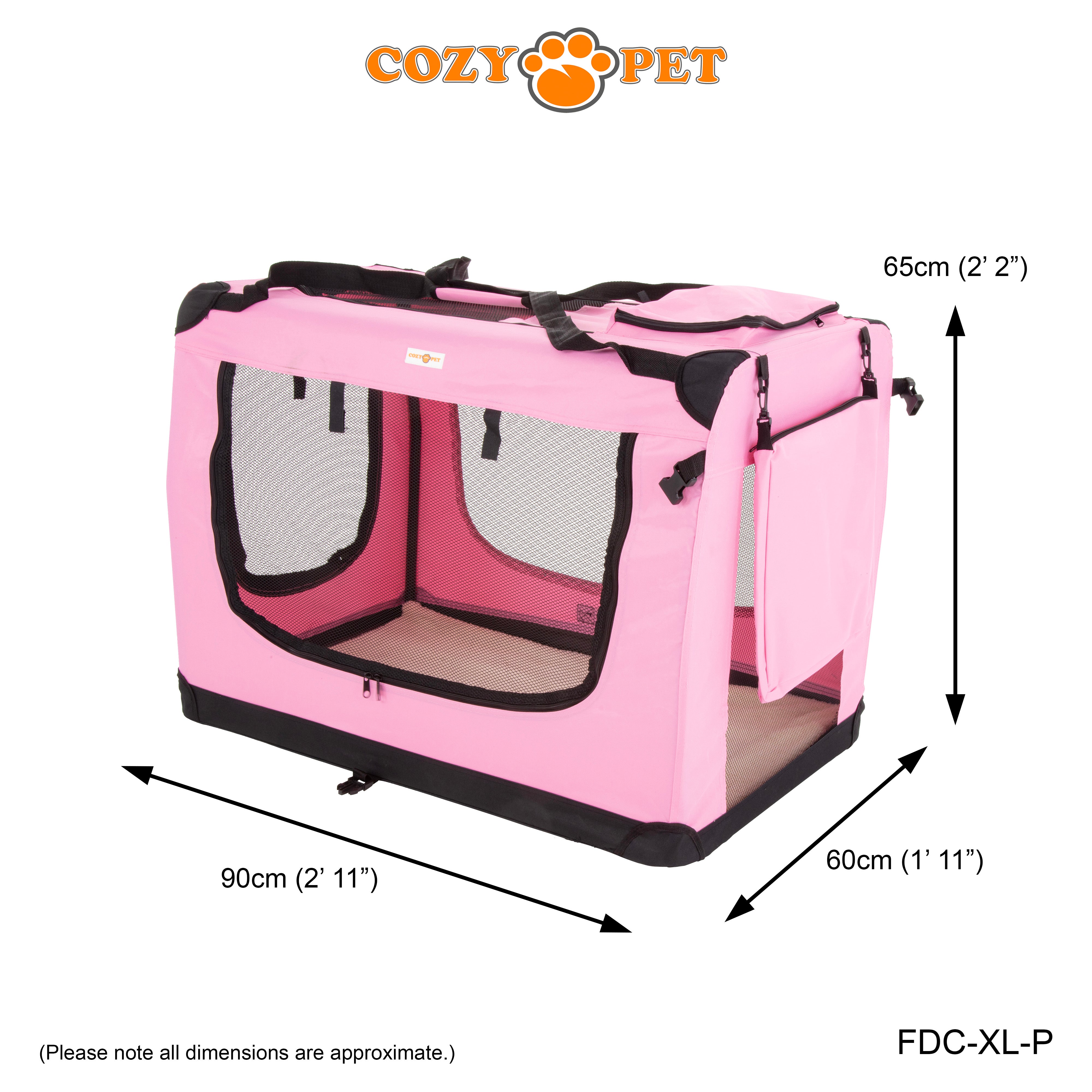 Fabric Dog Crate 90cm Pink by Cozy Pet Puppy Carrier Cat Travel Cage Rabbit Model: FDC-XL-P - RET - Customer Return 30% Discount.