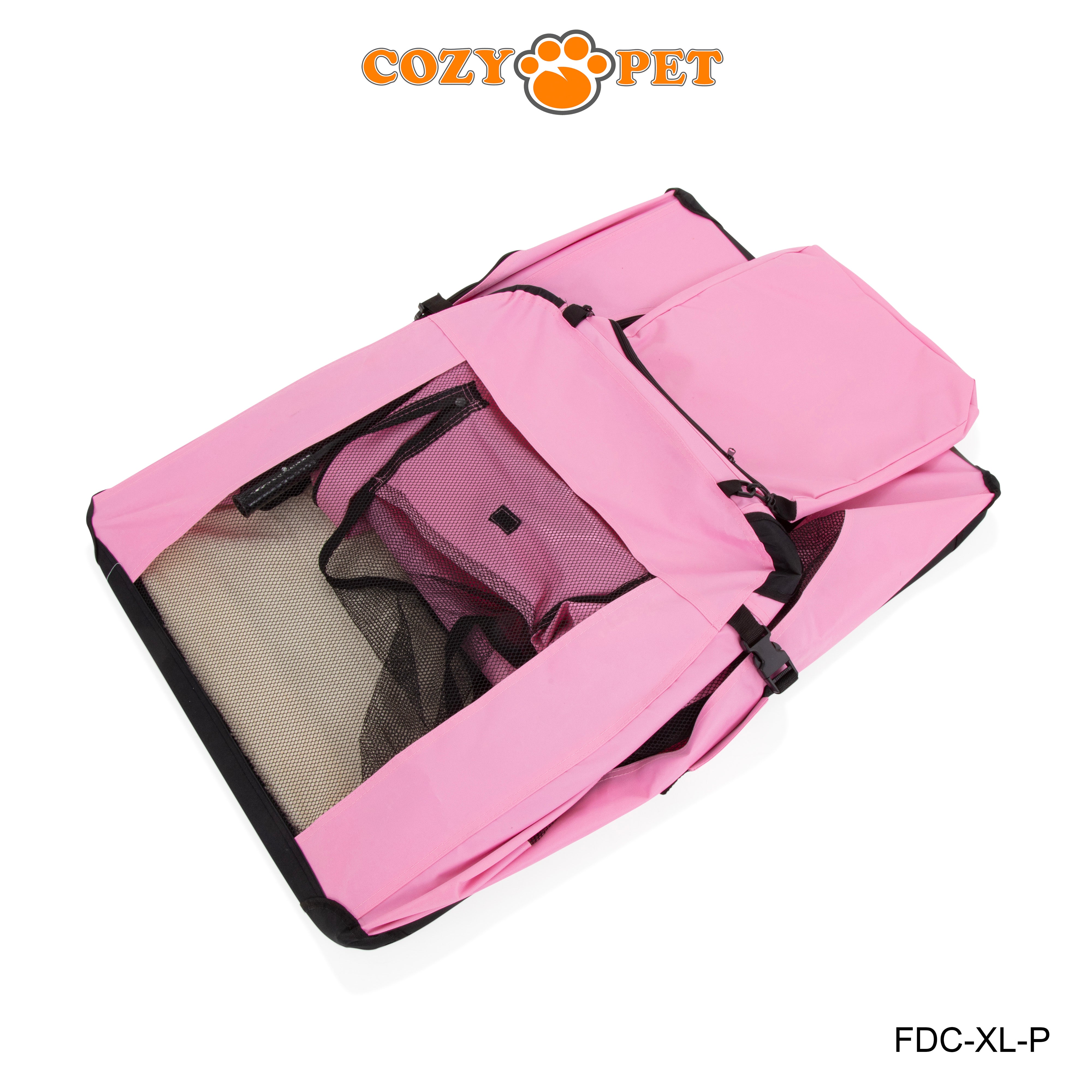 Fabric Dog Crate 90cm Pink by Cozy Pet Puppy Carrier Cat Travel Cage Rabbit Model: FDC-XL-P - RET - Customer Return 30% Discount.