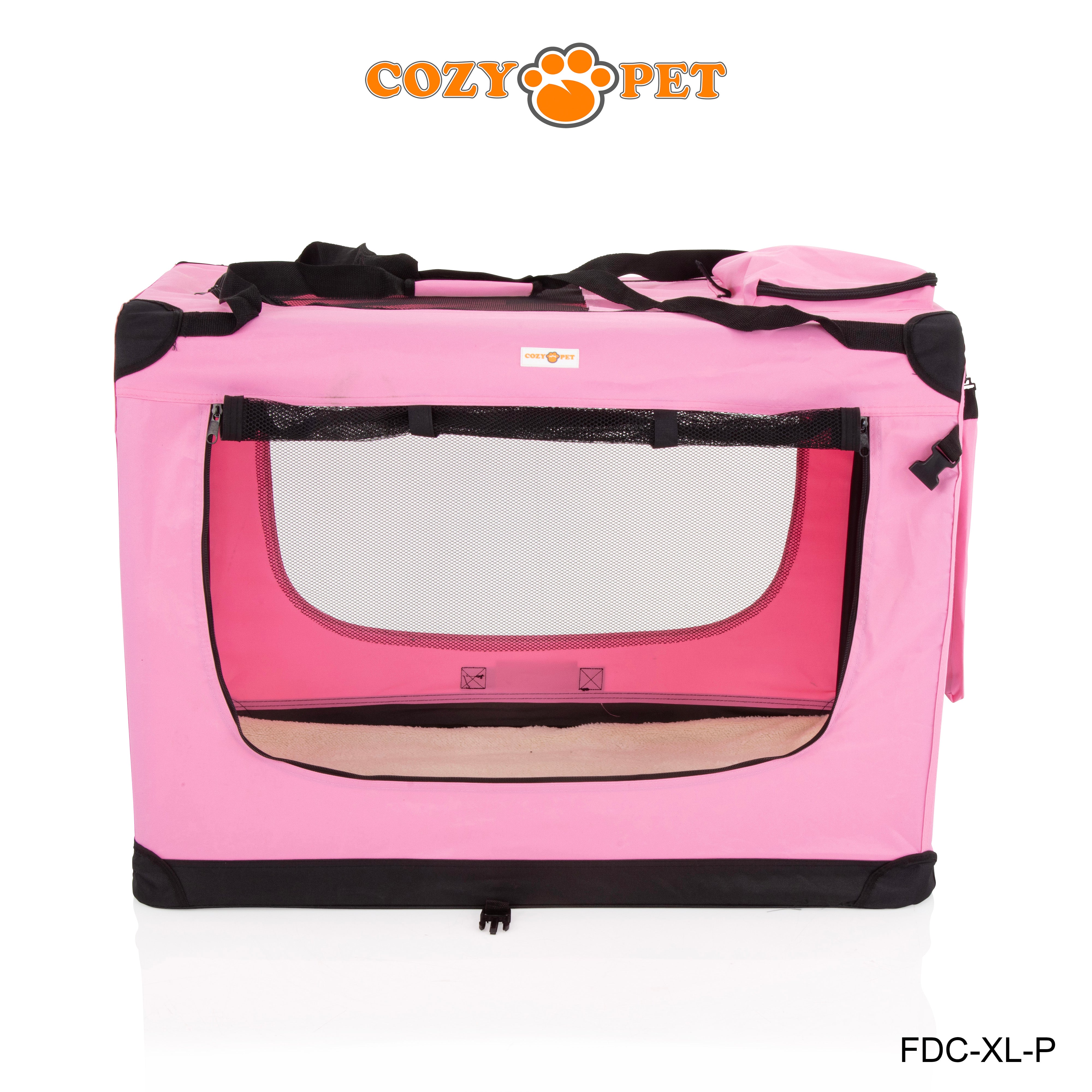 Fabric Dog Crate 90cm Pink by Cozy Pet Puppy Carrier Cat Travel Cage Rabbit Model: FDC-XL-P - RET - Customer Return 30% Discount.