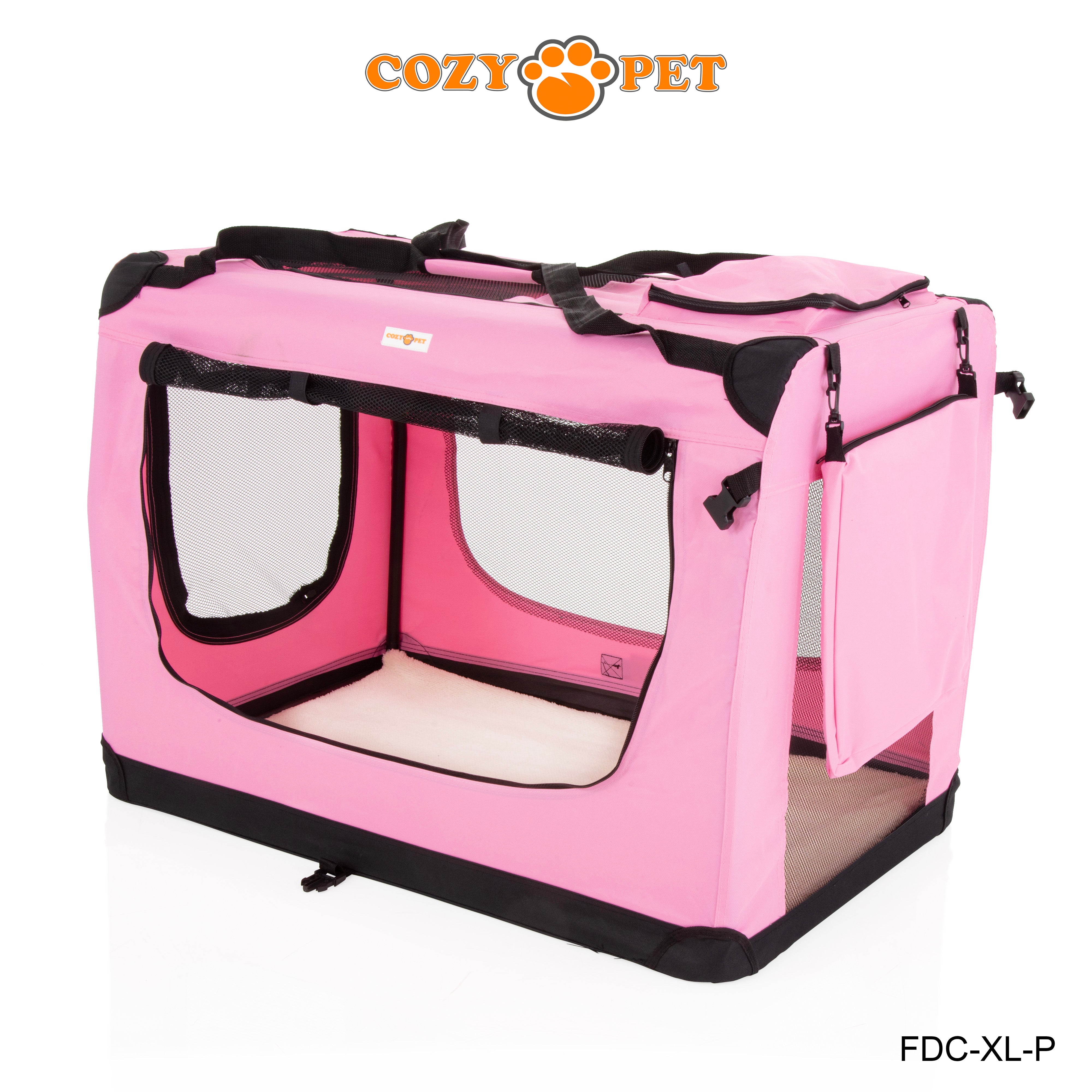 Fabric Dog Crate 90cm Pink by Cozy Pet Puppy Carrier Cat Travel Cage Rabbit Model: FDC-XL-P - RET - Customer Return 30% Discount.