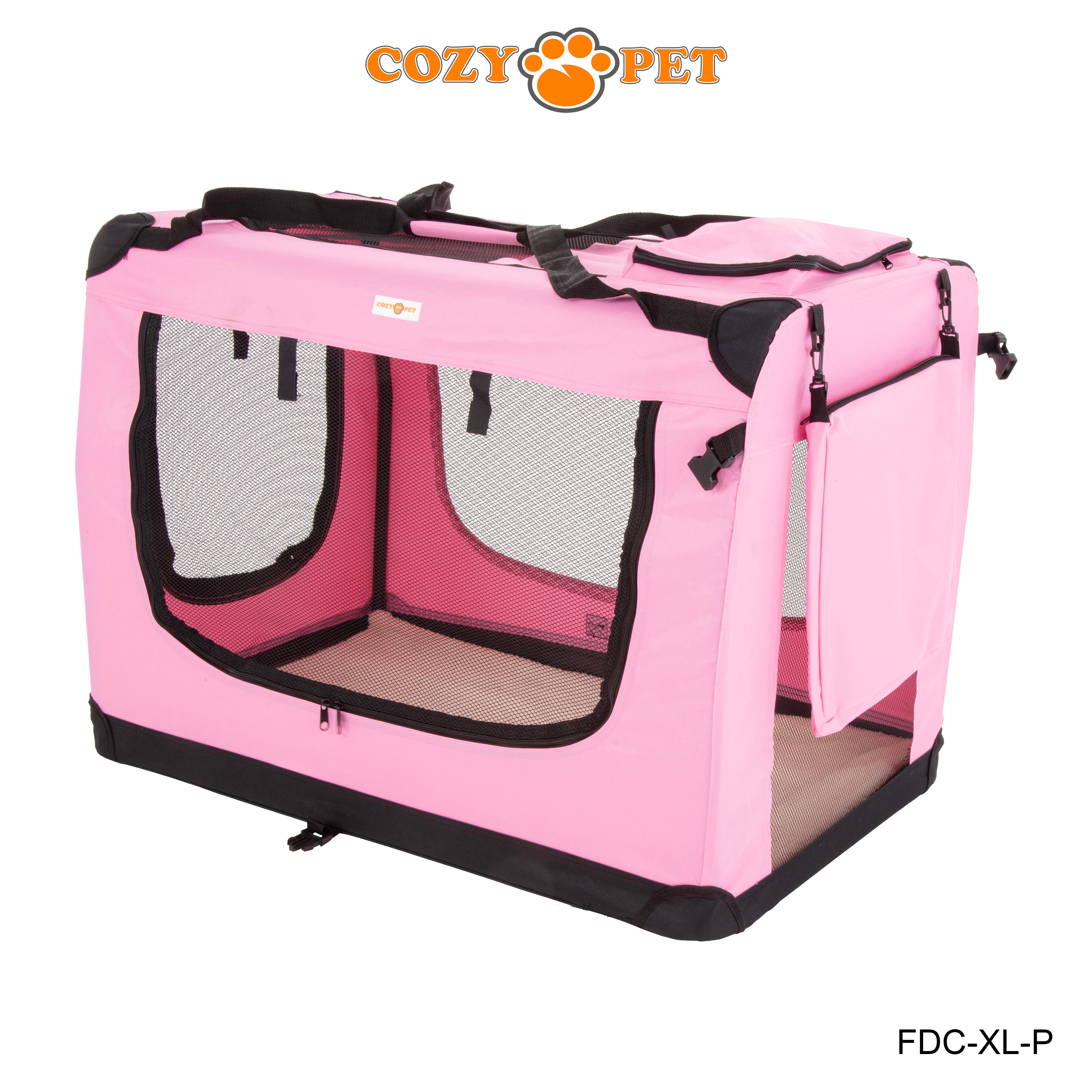 Fabric Dog Crate 90cm Pink by Cozy Pet Puppy Carrier Cat Travel Cage Rabbit Model: FDC-XL-P - RET - Customer Return 30% Discount.