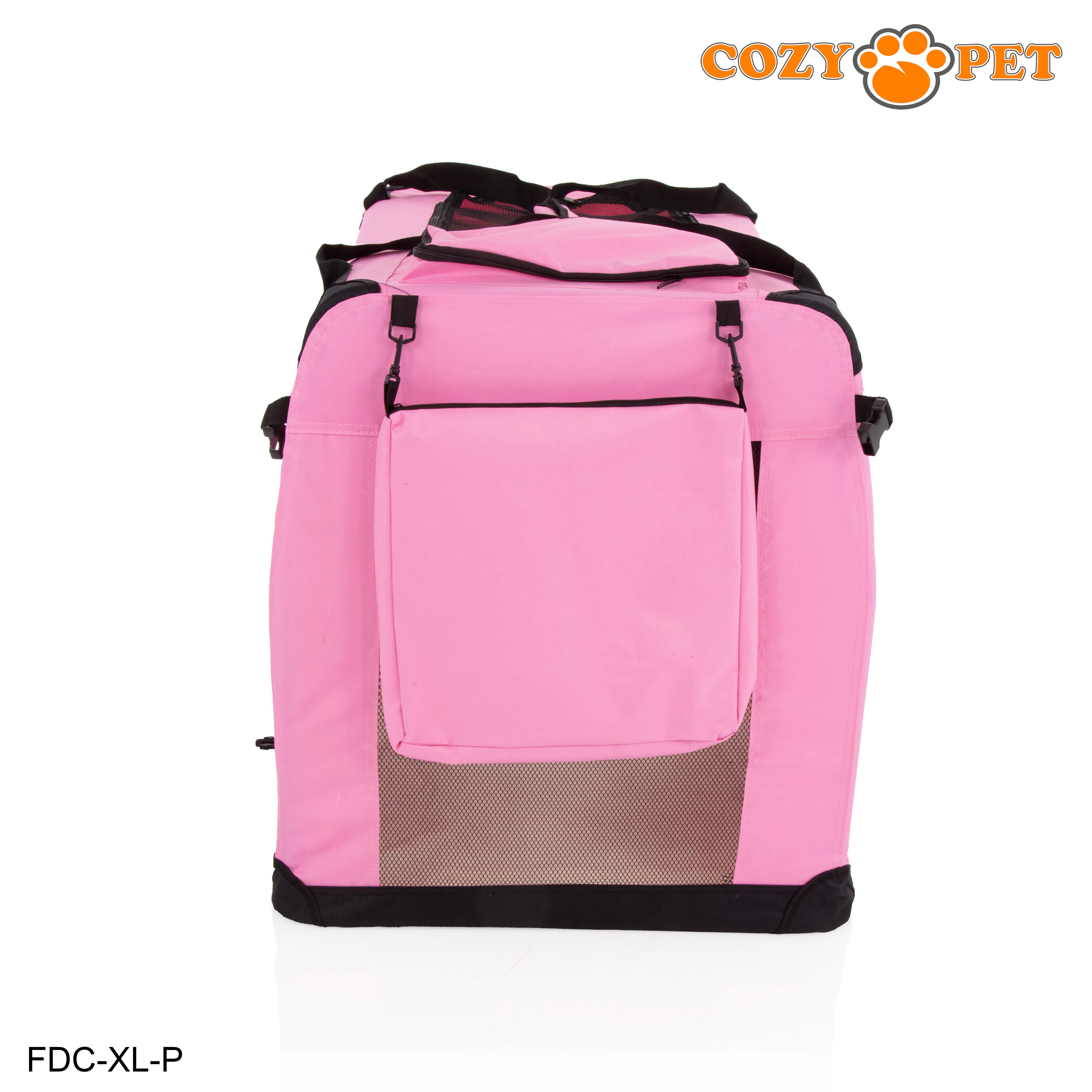 Fabric Dog Crate 90cm Pink by Cozy Pet Puppy Carrier Cat Travel Cage Rabbit Model: FDC-XL-P - RET - Customer Return 30% Discount.