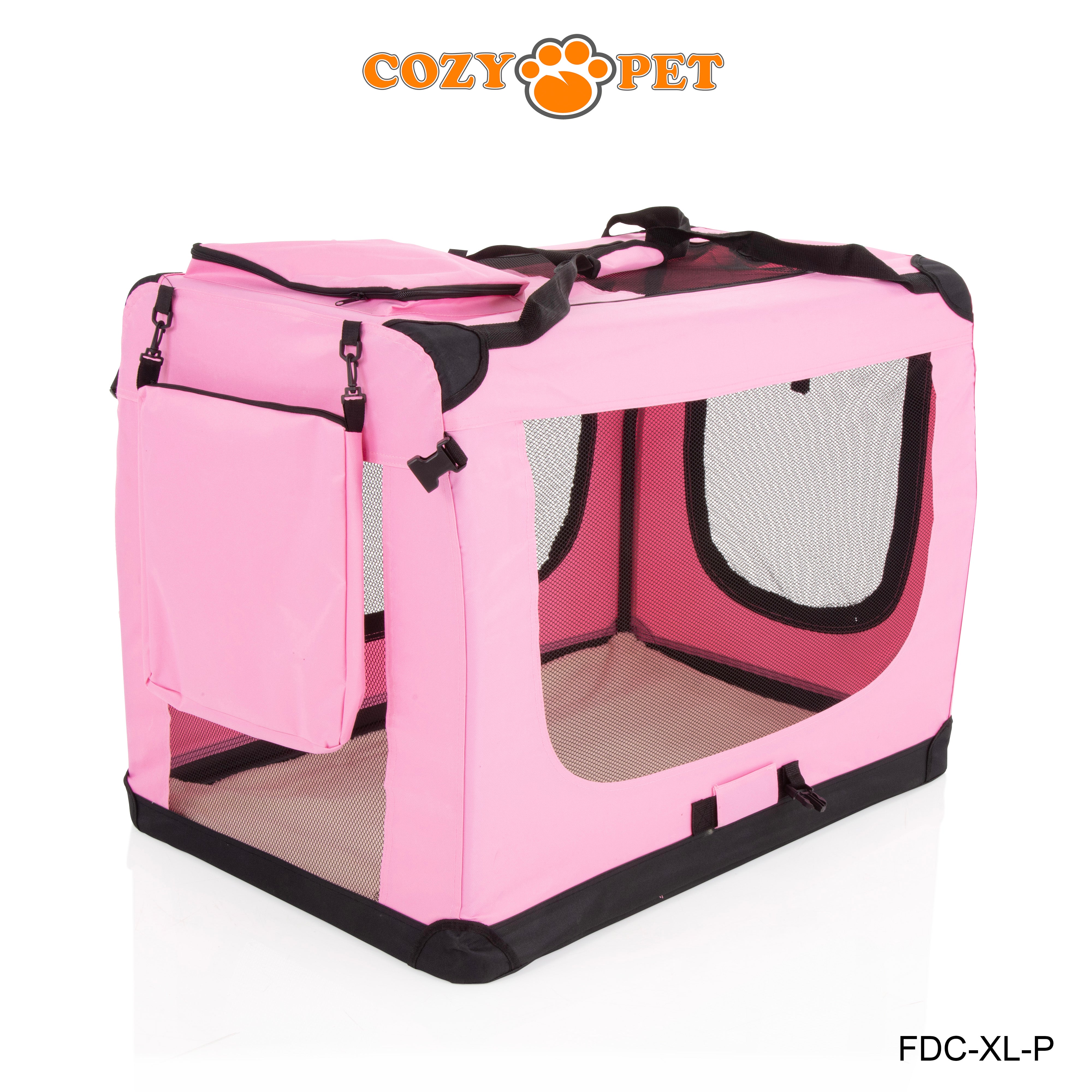 Fabric Dog Crate 90cm Pink by Cozy Pet Puppy Carrier Cat Travel Cage Rabbit Model: FDC-XL-P - RET - Customer Return 30% Discount.