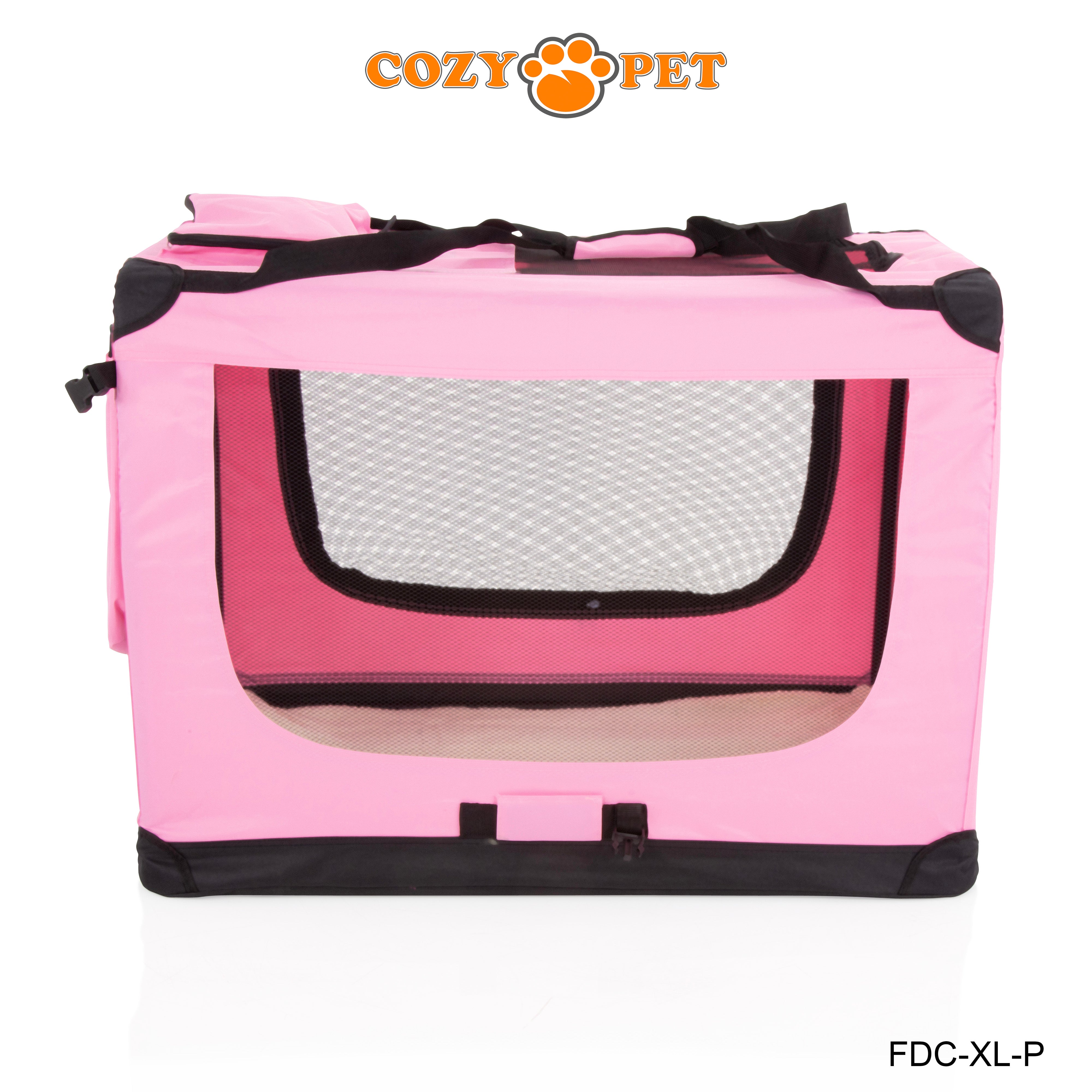 Fabric Dog Crate 90cm Pink by Cozy Pet Puppy Carrier Cat Travel Cage Rabbit Model: FDC-XL-P - RET - Customer Return 30% Discount.