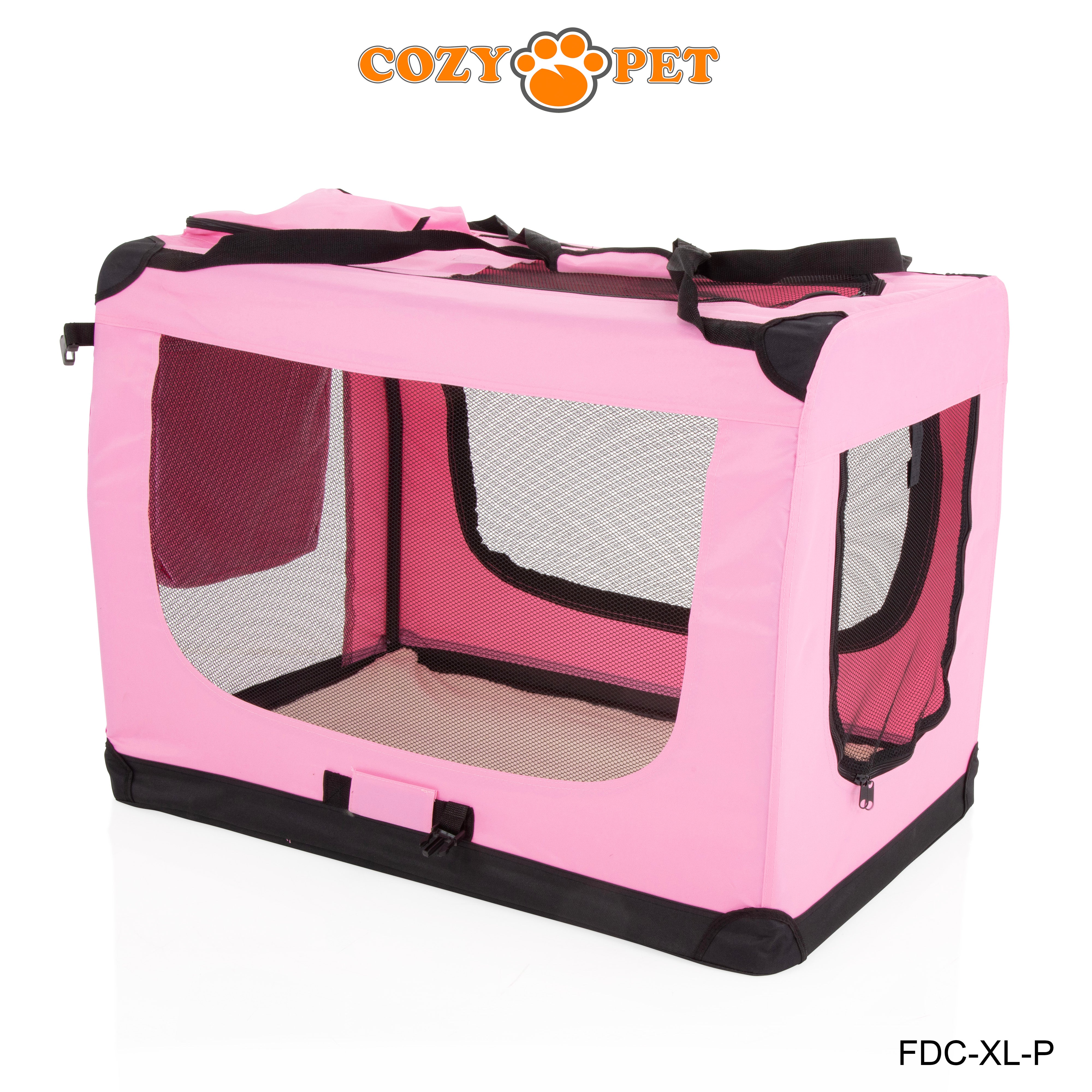 Fabric Dog Crate 90cm Pink by Cozy Pet Puppy Carrier Cat Travel Cage Rabbit Model: FDC-XL-P - RET - Customer Return 30% Discount.