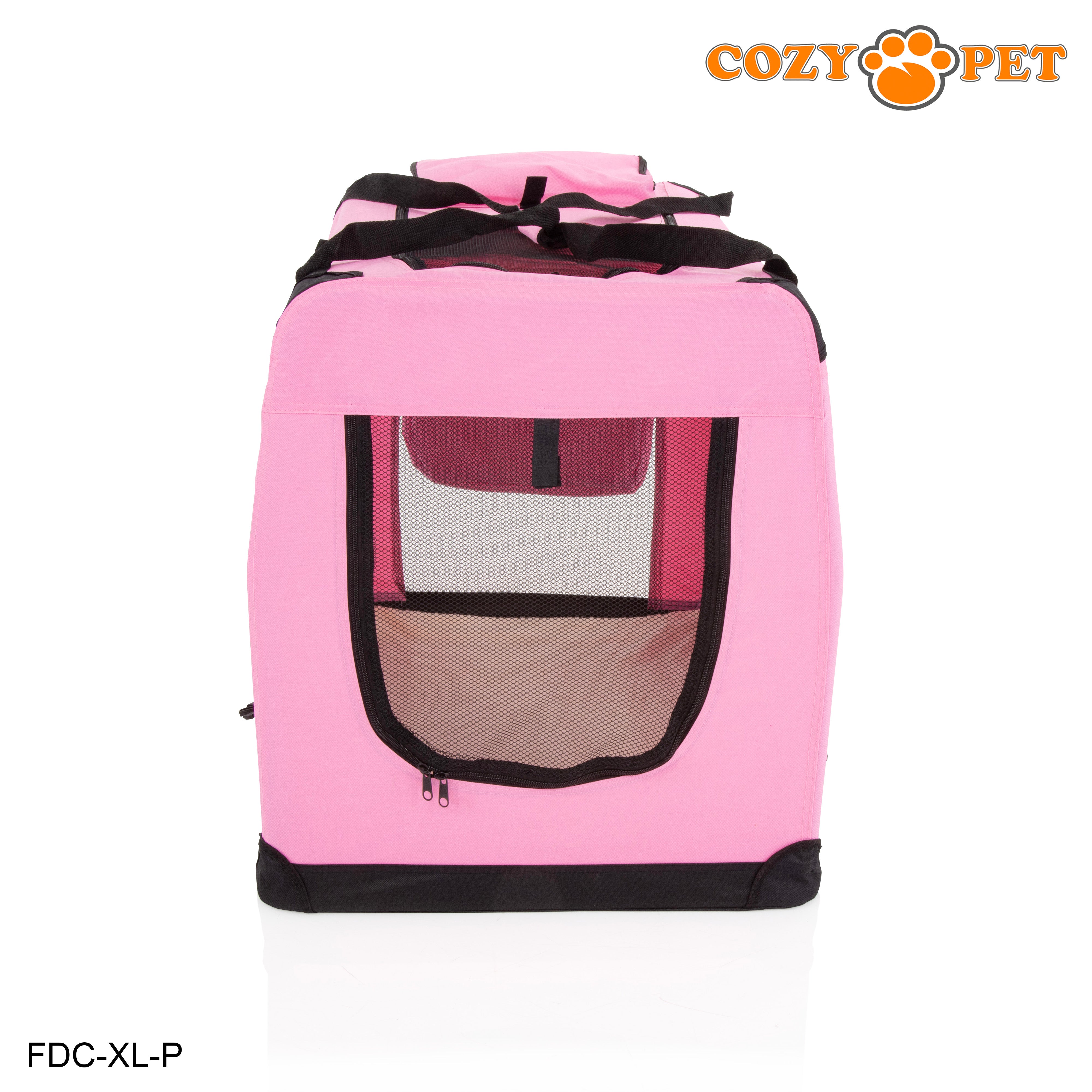 Fabric Dog Crate 90cm Pink by Cozy Pet Puppy Carrier Cat Travel Cage Rabbit Model: FDC-XL-P - RET - Customer Return 30% Discount.