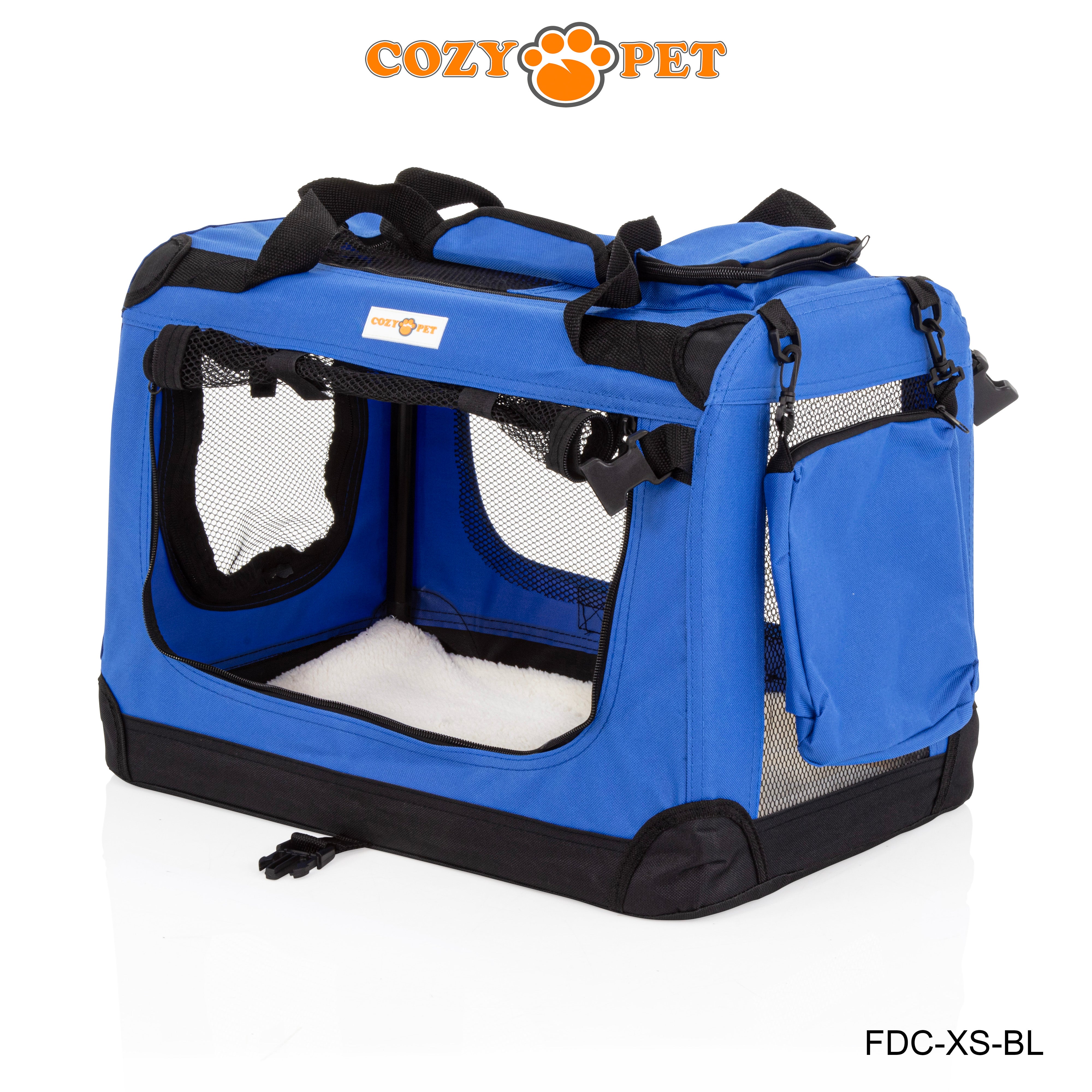 Fabric Dog Crate 50cm Blue by Cozy Pet Puppy Carrier Cat Travel Cage Rabbit Model: FDC-XS-BL - RET - Customer Return 30% Discount.