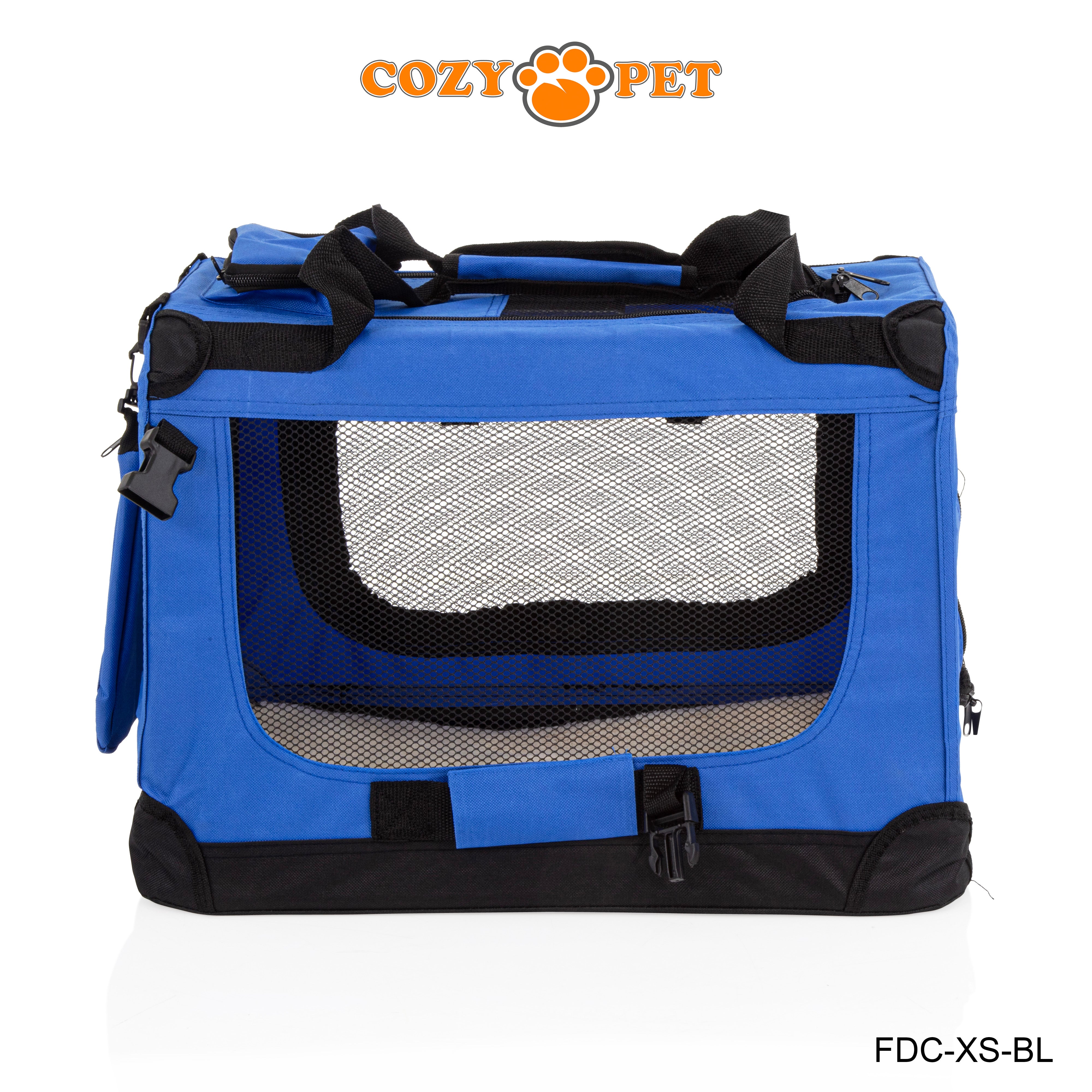 Fabric Dog Crate 50cm Blue by Cozy Pet Puppy Carrier Cat Travel Cage Rabbit Model: FDC-XS-BL - RET - Customer Return 30% Discount.