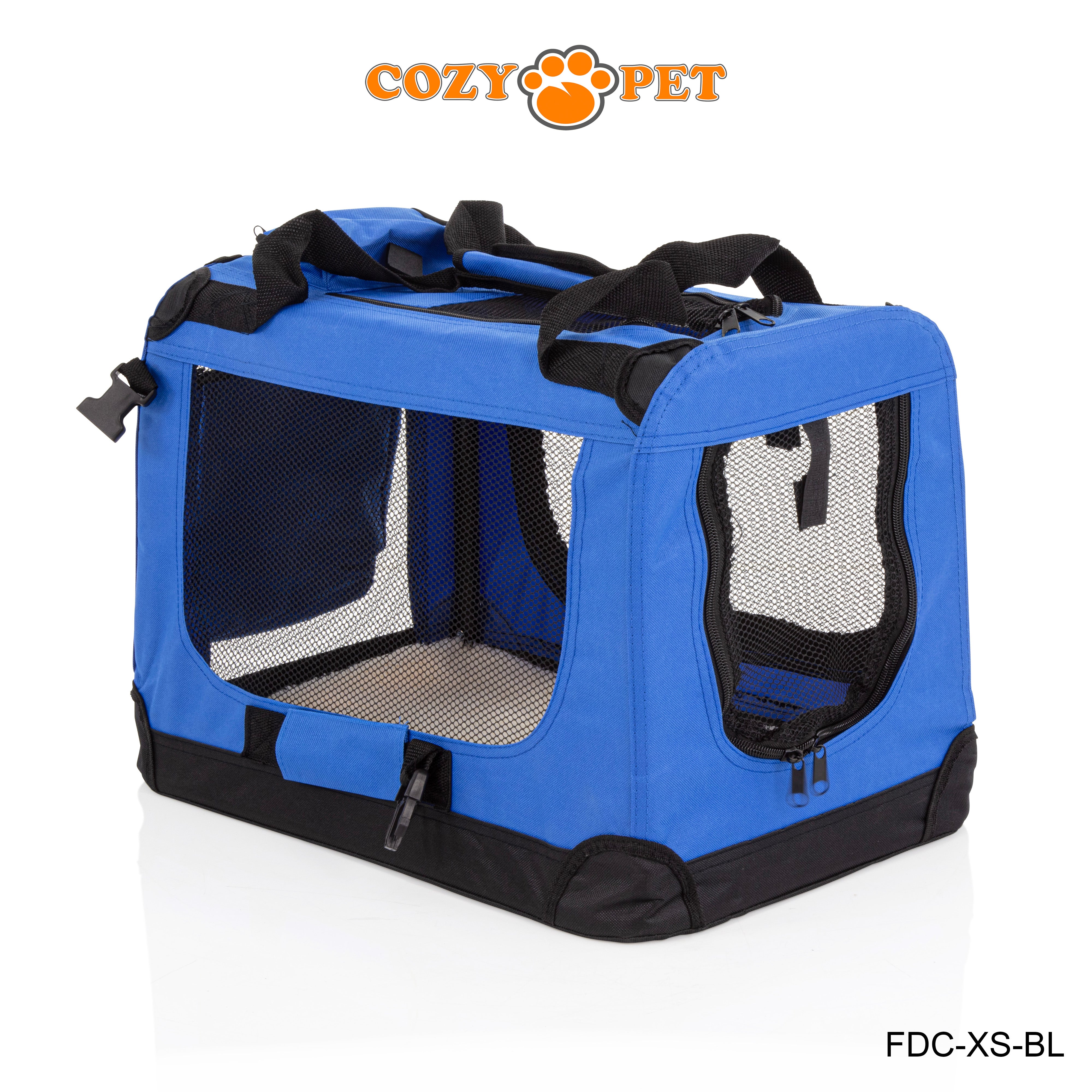 Fabric Dog Crate 50cm Blue by Cozy Pet Puppy Carrier Cat Travel Cage Rabbit Model: FDC-XS-BL - RET - Customer Return 30% Discount.