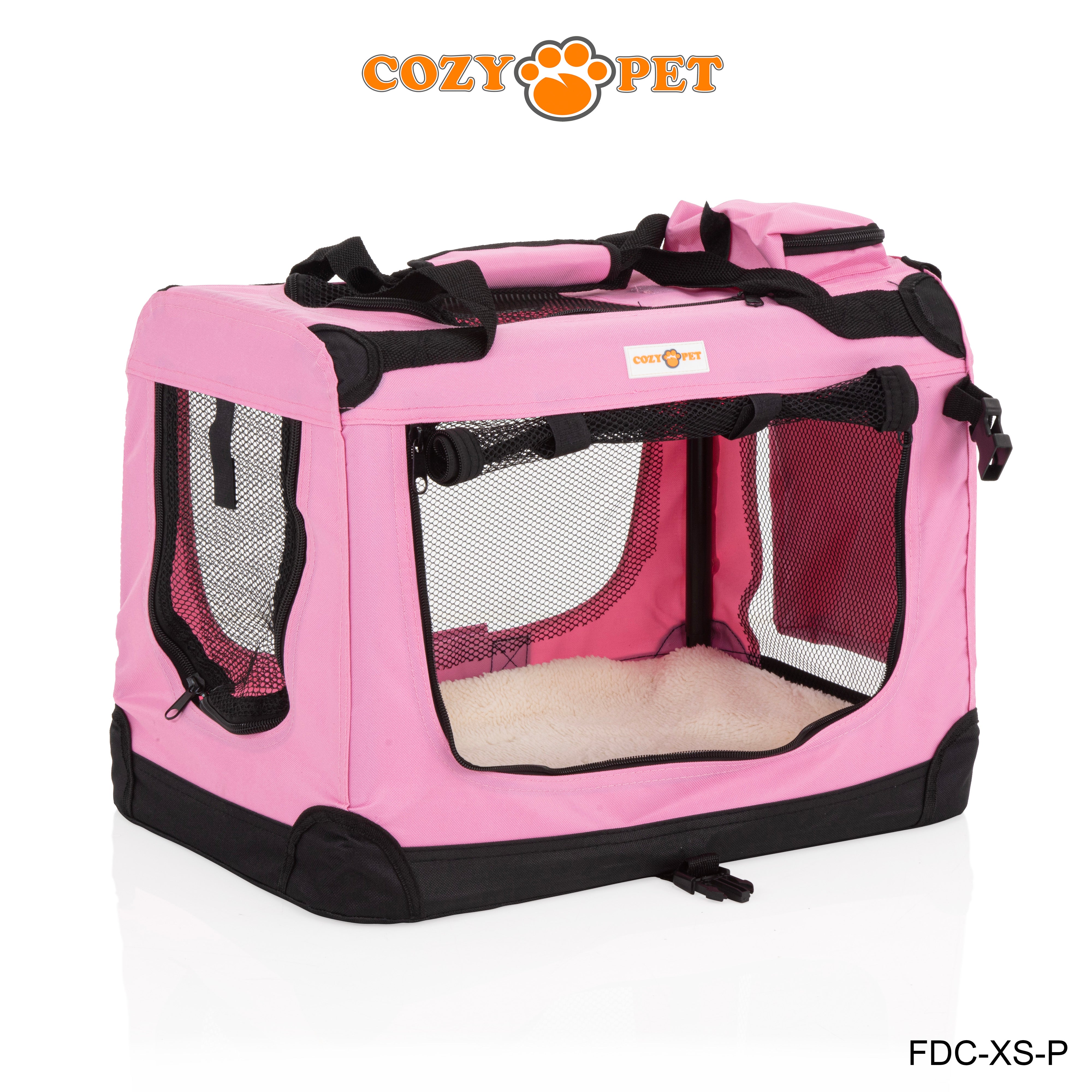 Fabric Dog Crate 50cm Pink by Cozy Pet Puppy Carrier Cat Travel Cage Rabbit Model: FDC-XS-P - RET - Customer Return 30% Discount.