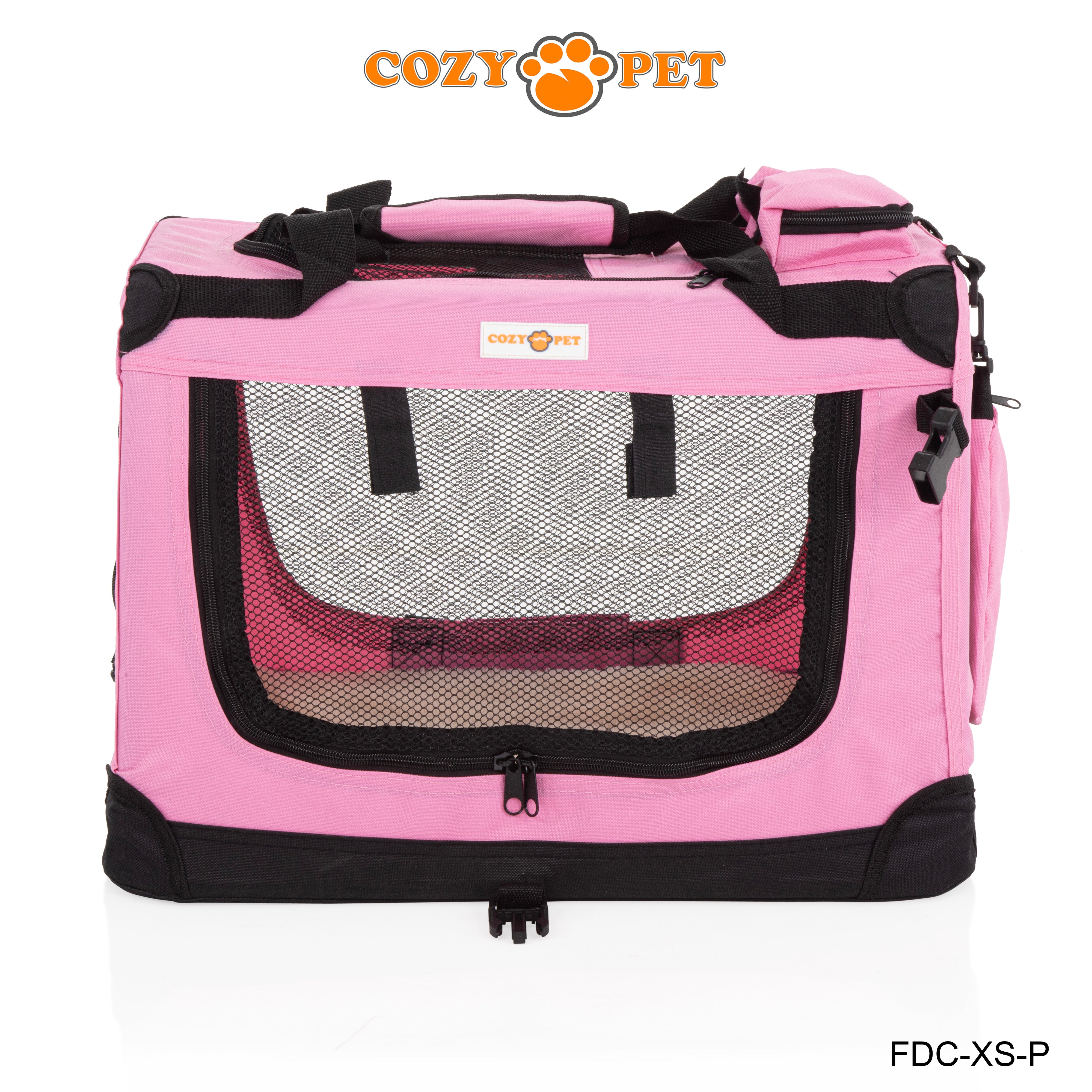 Fabric Dog Crate 50cm Pink by Cozy Pet Puppy Carrier Cat Travel Cage Rabbit Model: FDC-XS-P - RET - Customer Return 30% Discount.