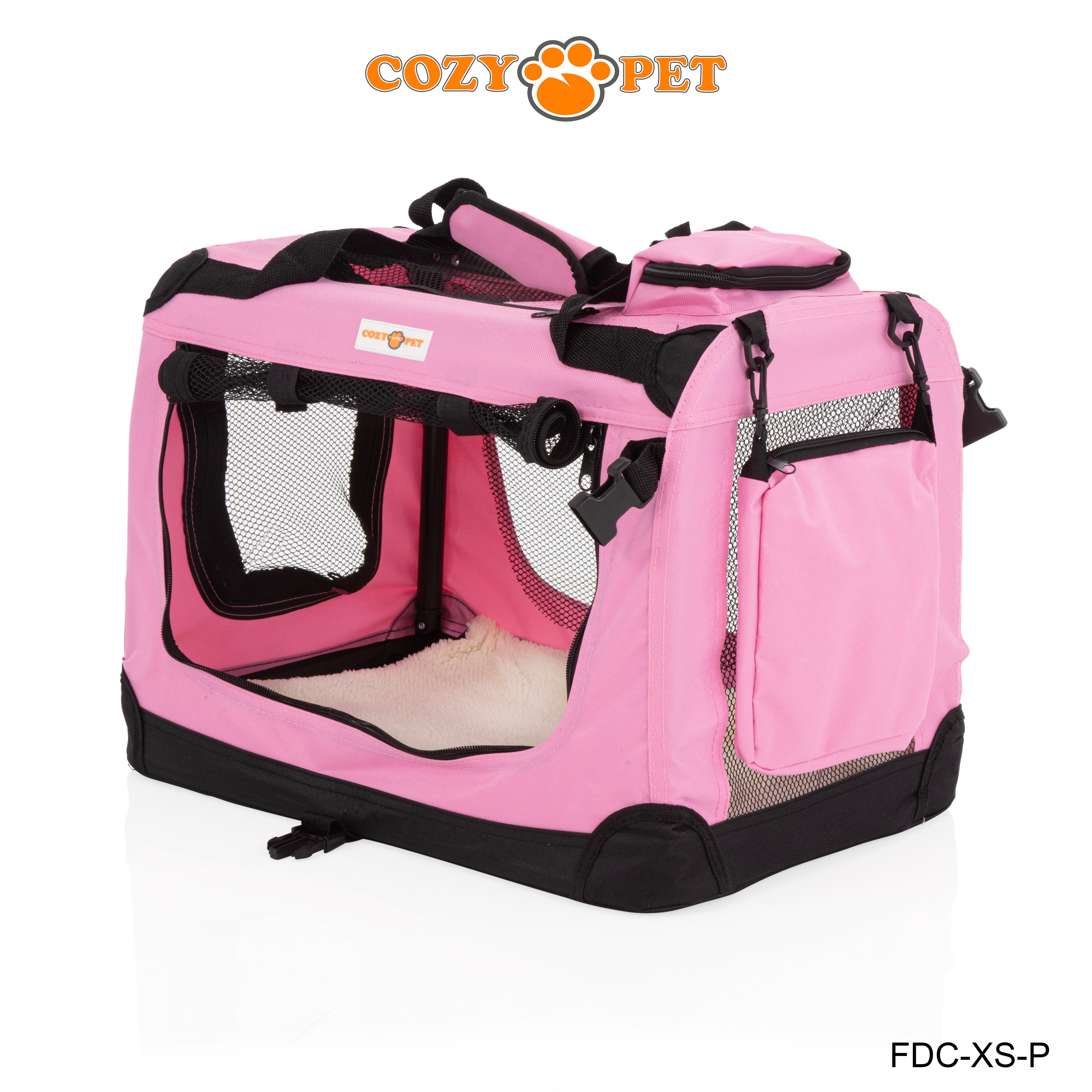 Fabric Dog Crate 50cm Pink by Cozy Pet Puppy Carrier Cat Travel Cage Rabbit Model: FDC-XS-P - RET - Customer Return 30% Discount.