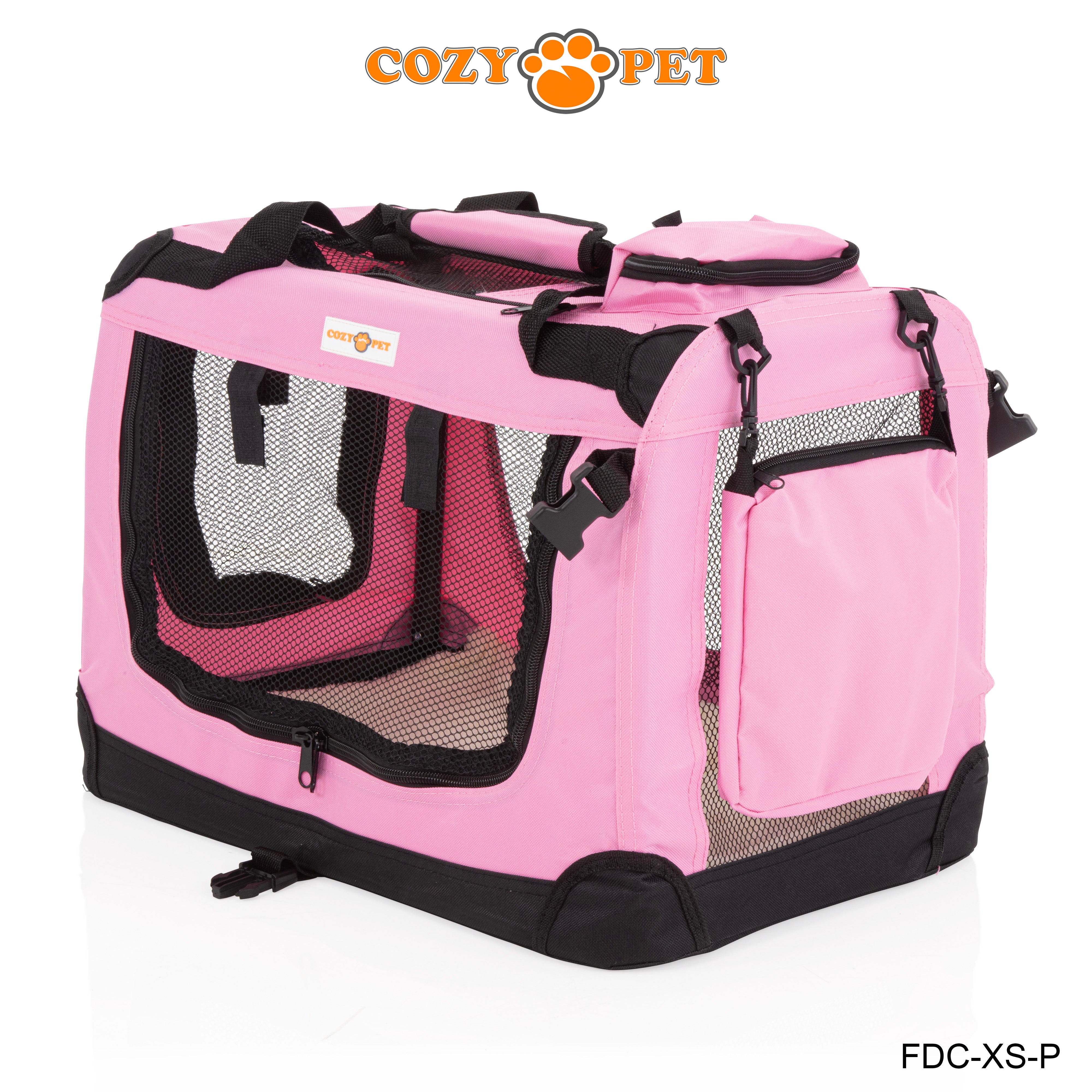 Fabric Dog Crate 50cm Pink by Cozy Pet Puppy Carrier Cat Travel Cage Rabbit Model: FDC-XS-P - RET - Customer Return 30% Discount.