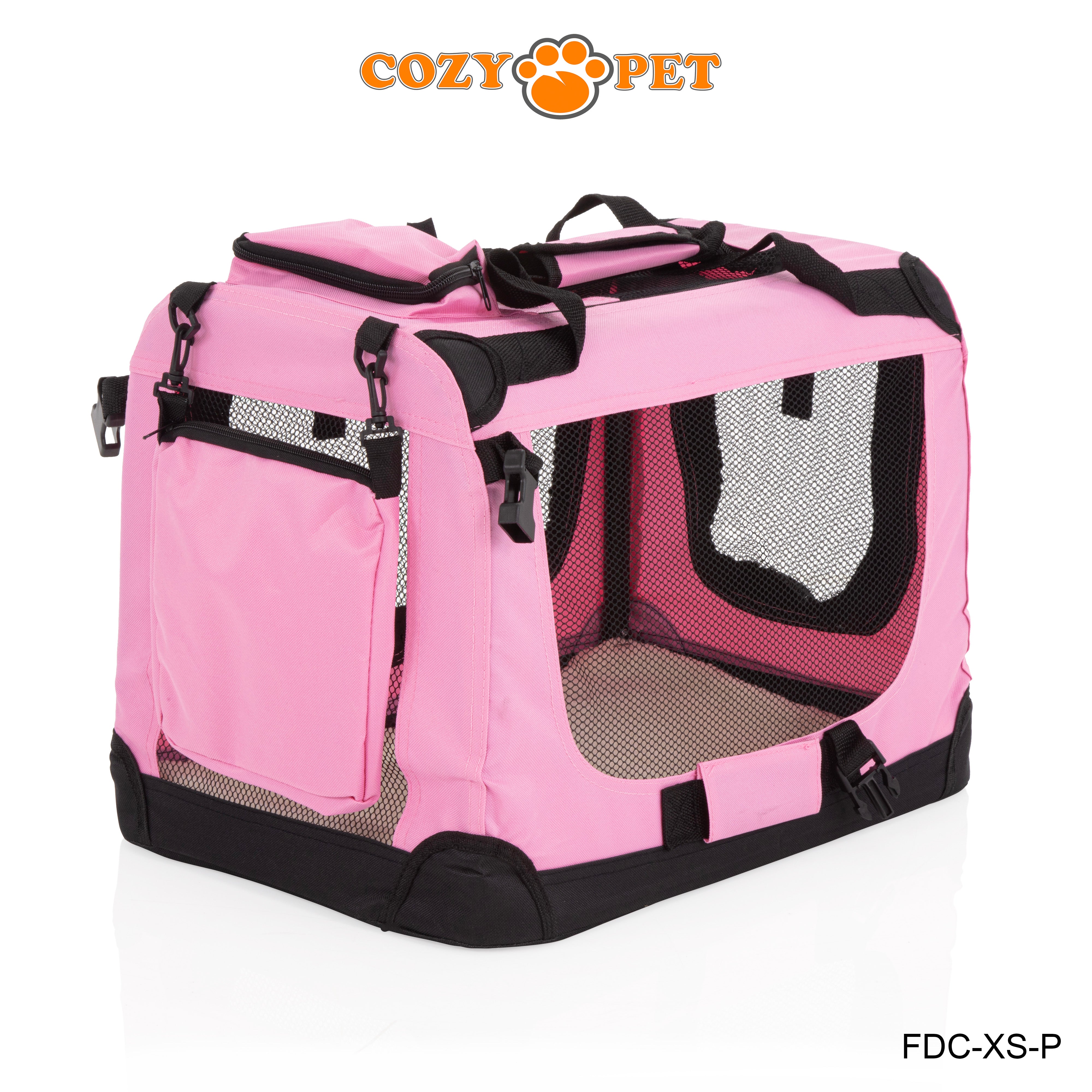 Fabric Dog Crate 50cm Pink by Cozy Pet Puppy Carrier Cat Travel Cage Rabbit Model: FDC-XS-P - RET - Customer Return 30% Discount.