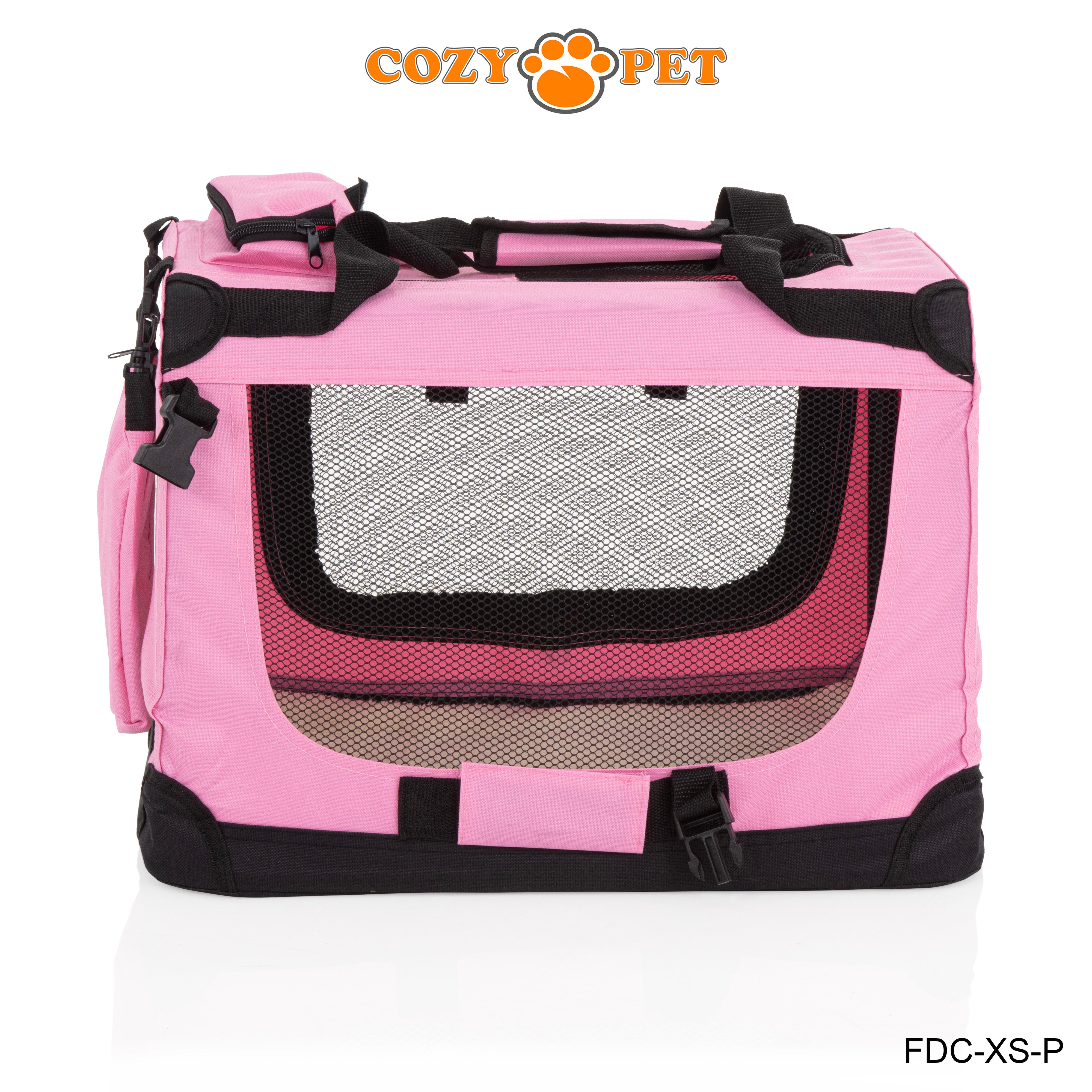 Fabric Dog Crate 50cm Pink by Cozy Pet Puppy Carrier Cat Travel Cage Rabbit Model: FDC-XS-P - RET - Customer Return 30% Discount.