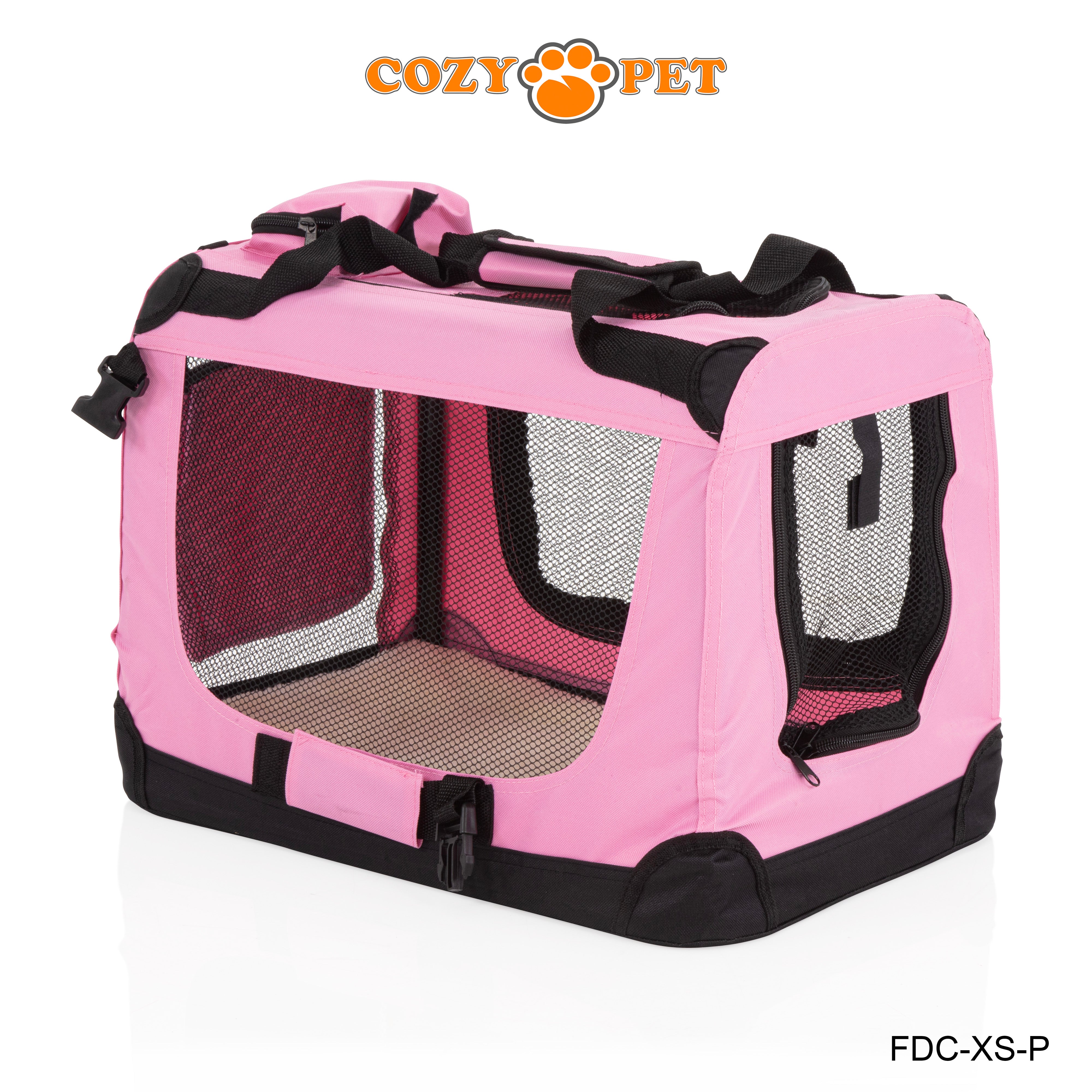 Fabric Dog Crate 50cm Pink by Cozy Pet Puppy Carrier Cat Travel Cage Rabbit Model: FDC-XS-P - RET - Customer Return 30% Discount.