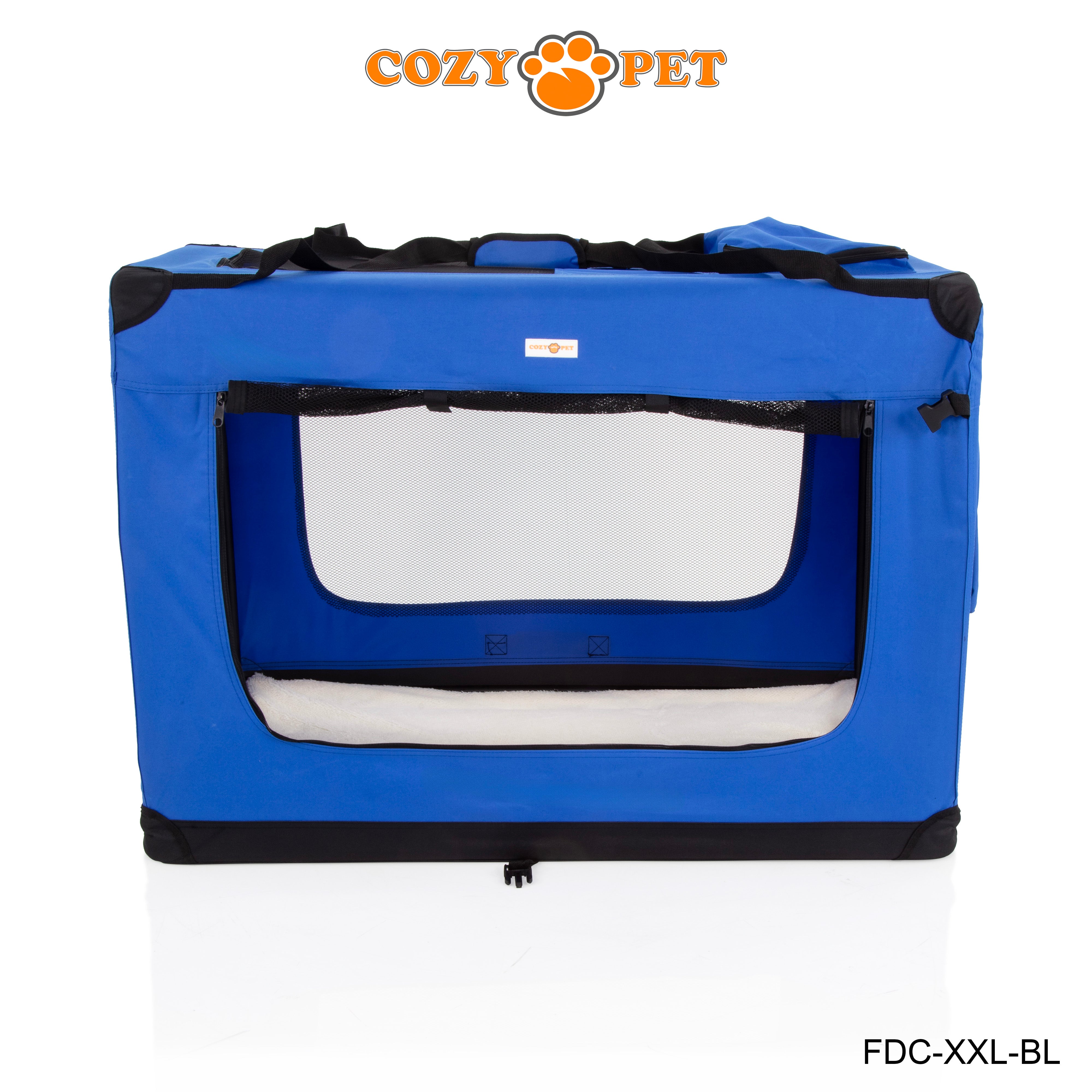 Fabric Dog Crate 101cm Blue by Cozy Pet Puppy Carrier Cat Travel Cage Rabbit Model: FDC-XXL-BL - RET - Customer Return 30% Discount.