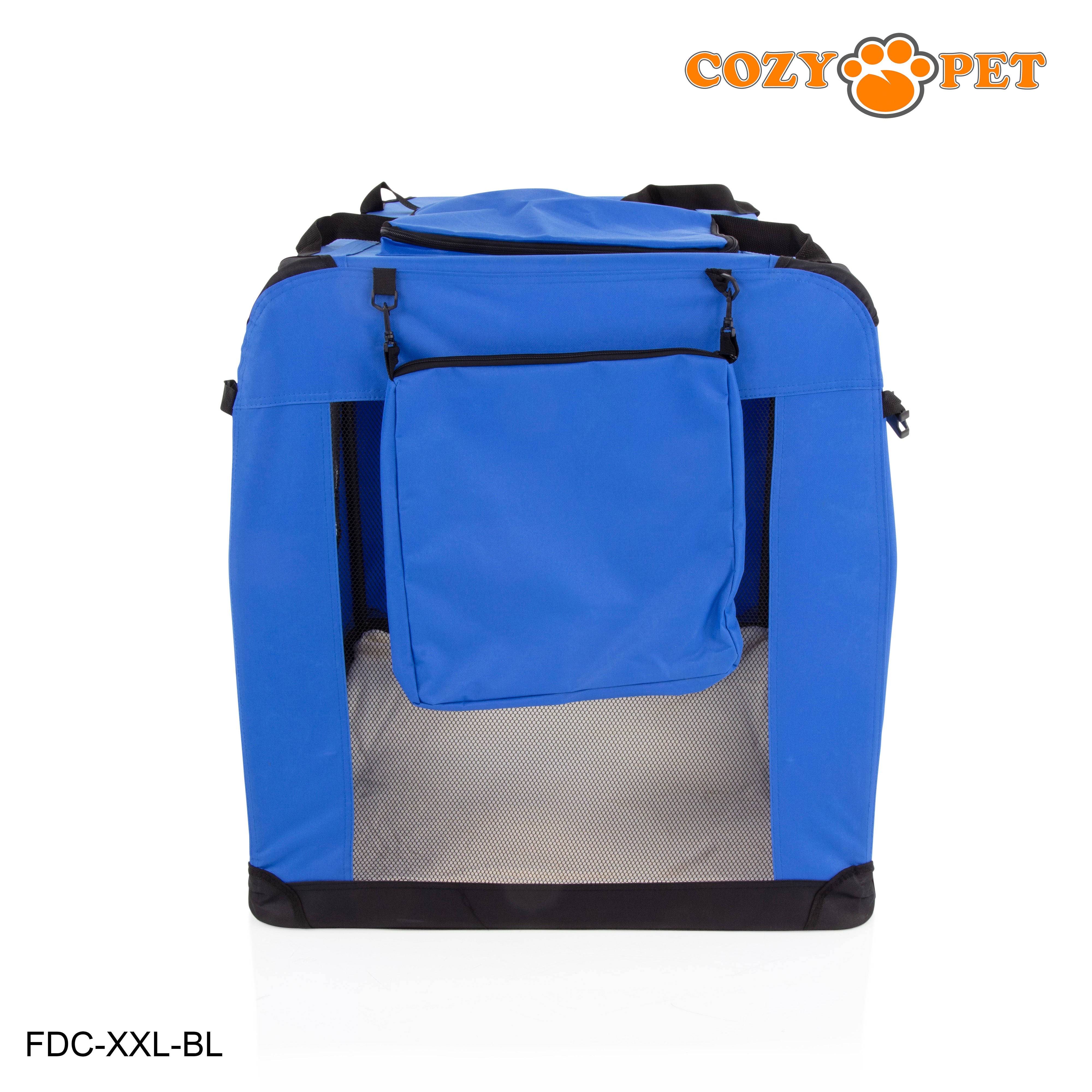 Fabric Dog Crate 101cm Blue by Cozy Pet Puppy Carrier Cat Travel Cage Rabbit Model: FDC-XXL-BL - RET - Customer Return 30% Discount.