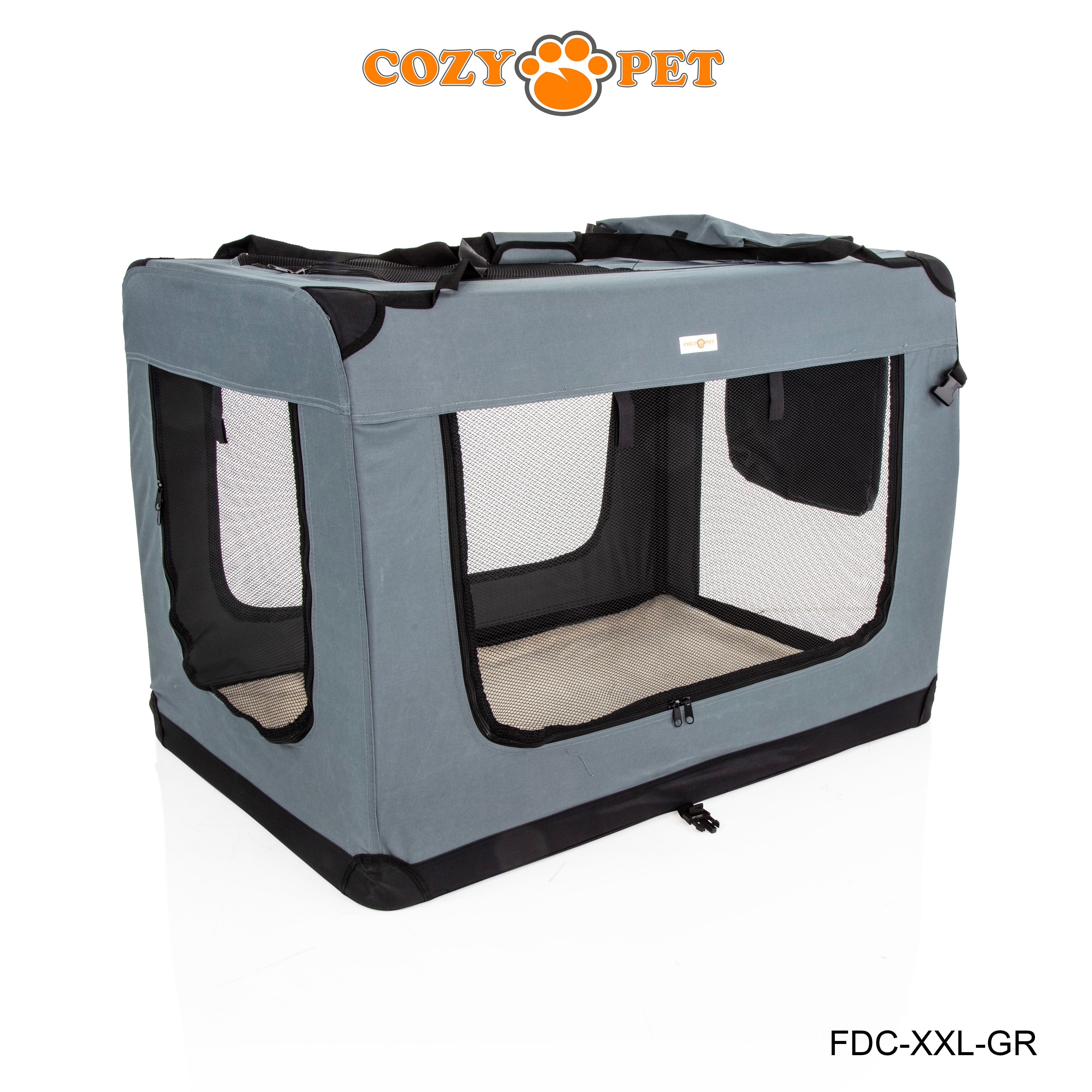 Fabric Dog Crate 101cm Grey by Cozy Pet Puppy Carrier Cat Travel Cage Rabbit Model: FDC-XXL-GR - RET - Customer Return 30% Discount.