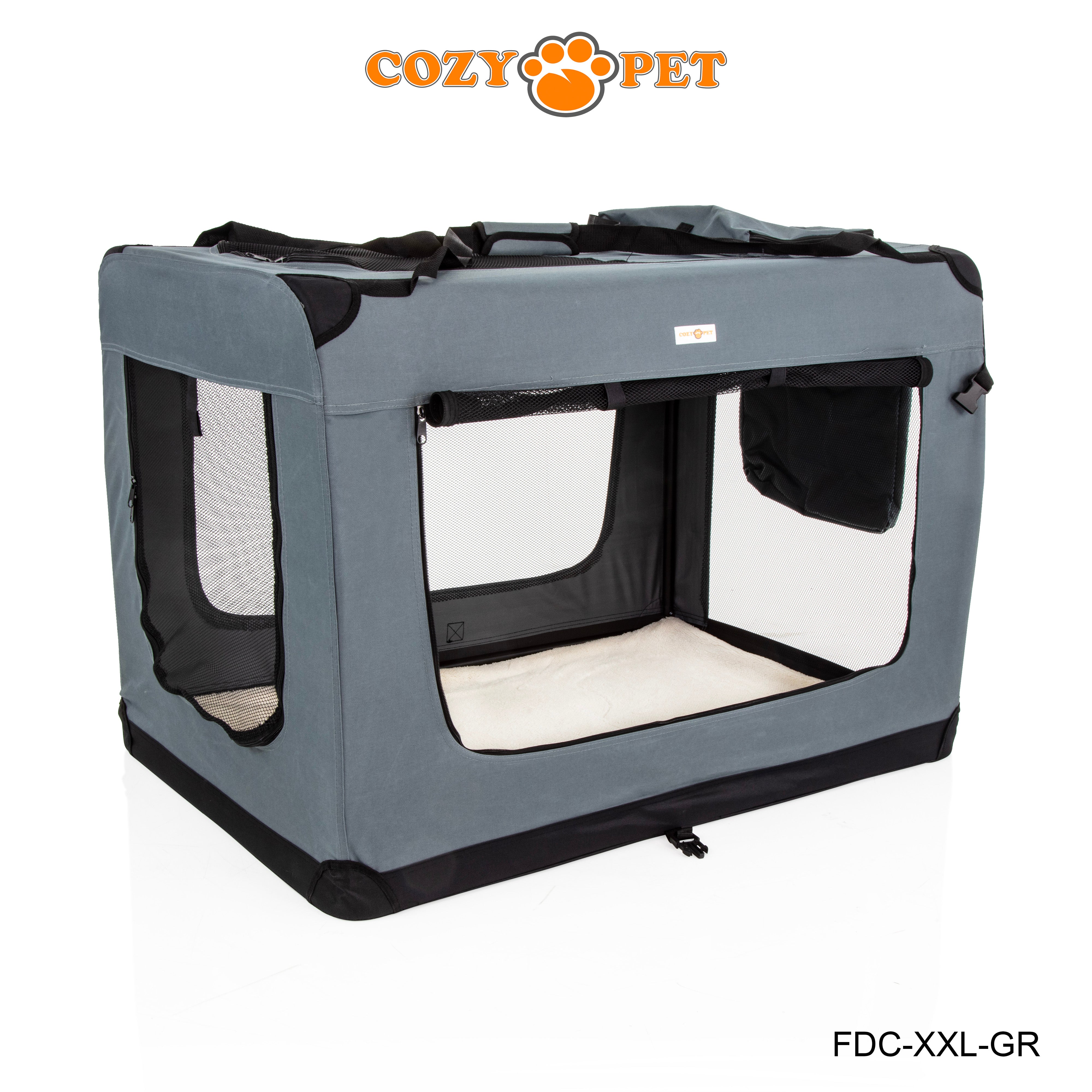 Fabric Dog Crate 101cm Grey by Cozy Pet Puppy Carrier Cat Travel Cage Rabbit Model: FDC-XXL-GR - RET - Customer Return 30% Discount.