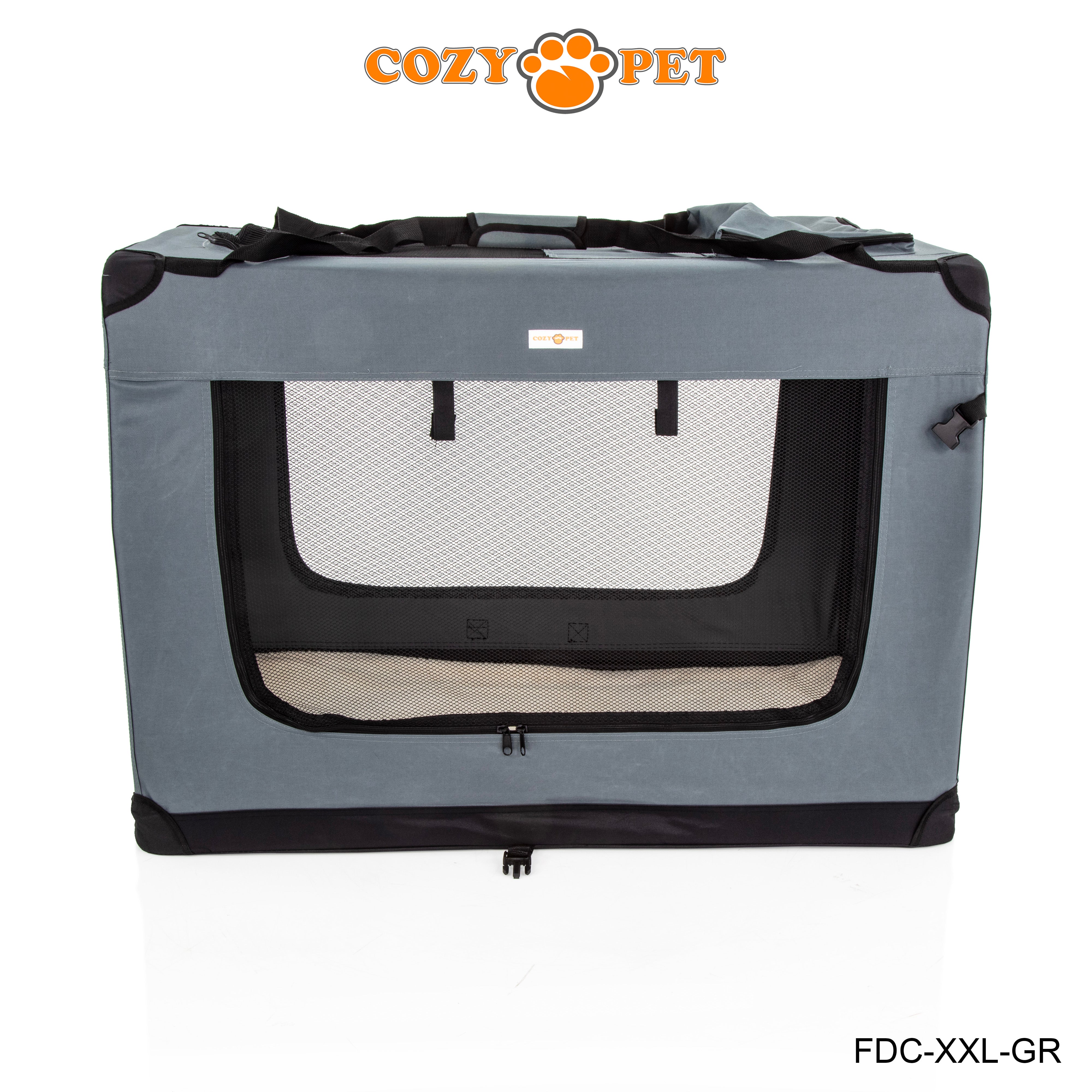 Fabric Dog Crate 101cm Grey by Cozy Pet Puppy Carrier Cat Travel Cage Rabbit Model: FDC-XXL-GR - RET - Customer Return 30% Discount.