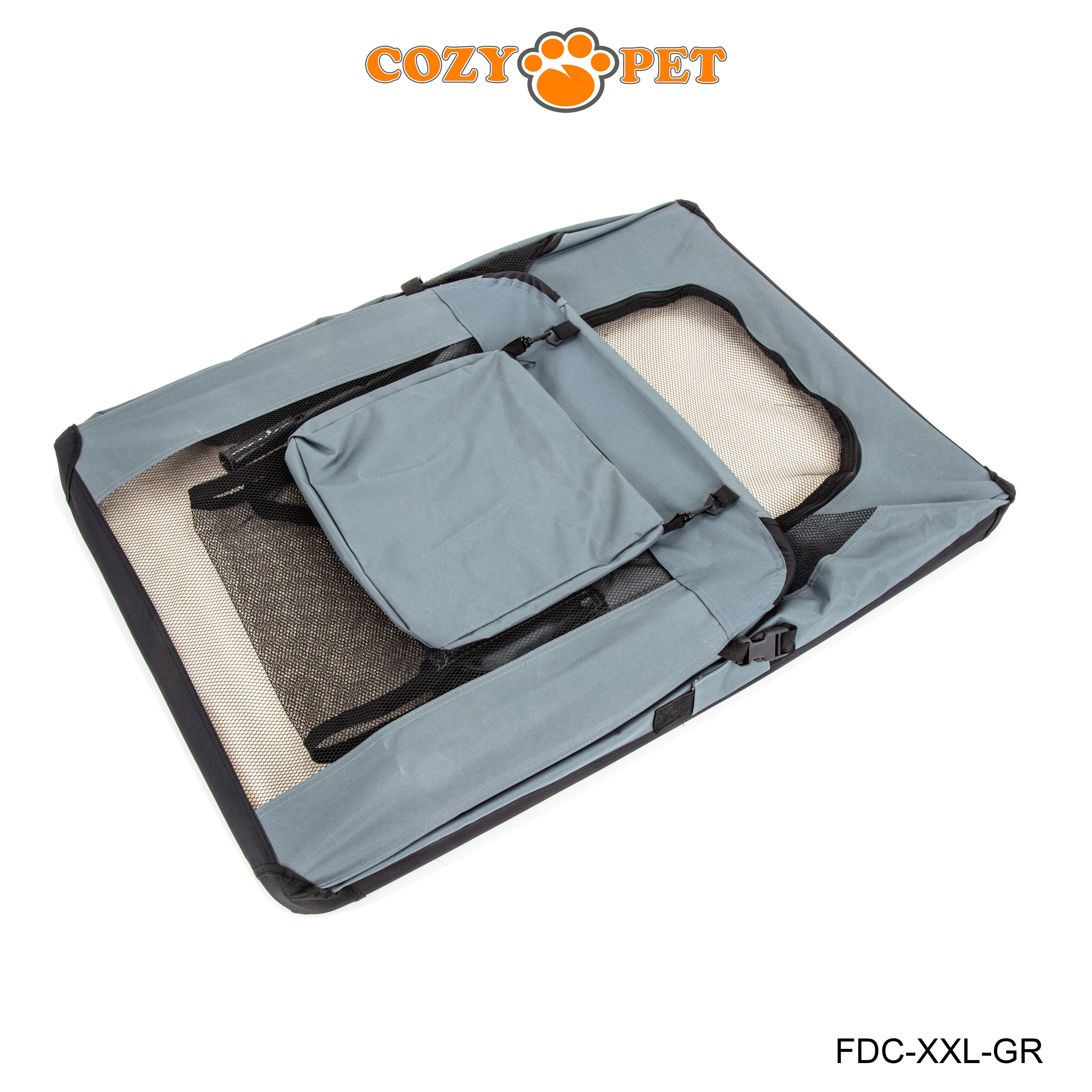 Fabric Dog Crate 101cm Grey by Cozy Pet Puppy Carrier Cat Travel Cage Rabbit Model: FDC-XXL-GR - RET - Customer Return 30% Discount.