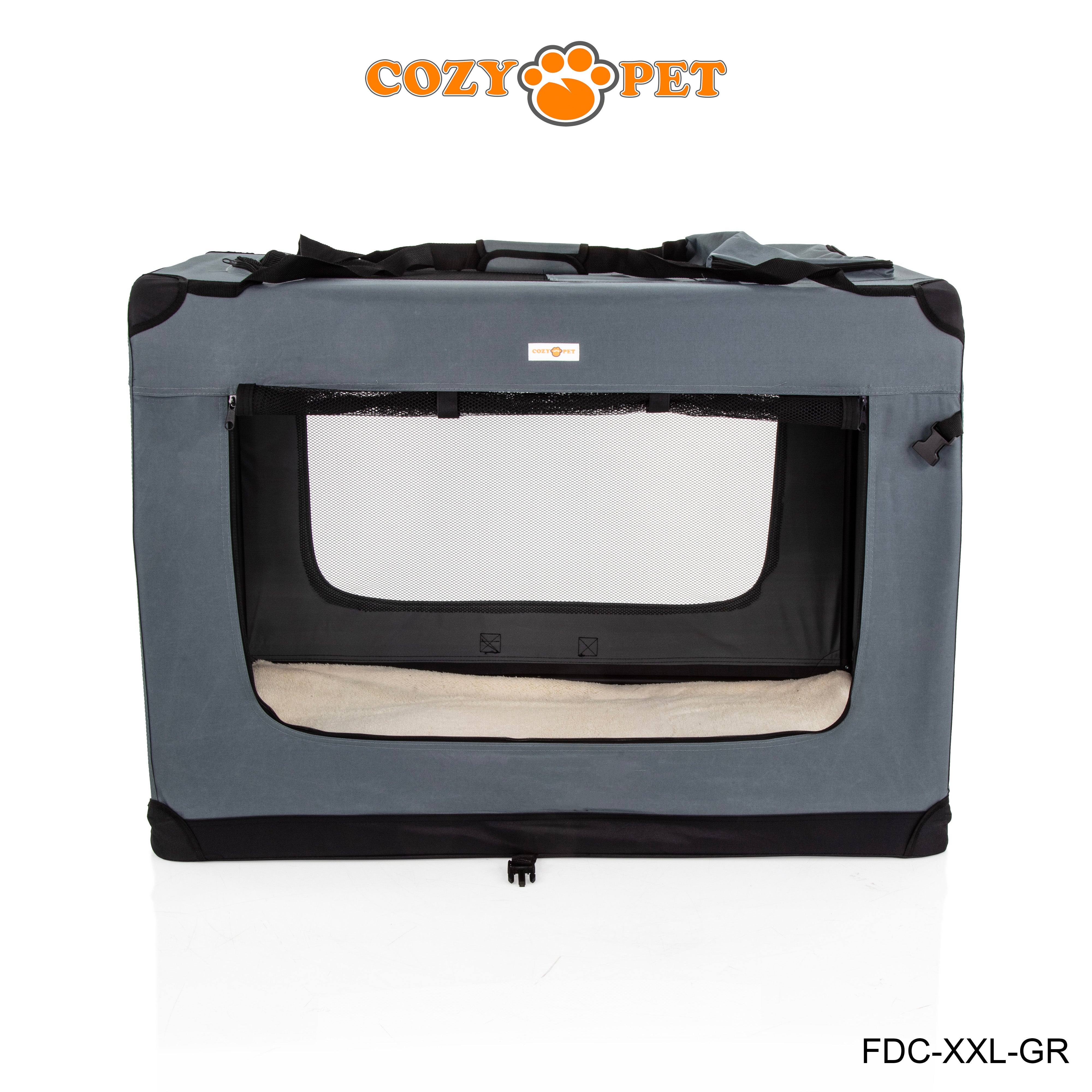 Fabric Dog Crate 101cm Grey by Cozy Pet Puppy Carrier Cat Travel Cage Rabbit Model: FDC-XXL-GR - RET - Customer Return 30% Discount.