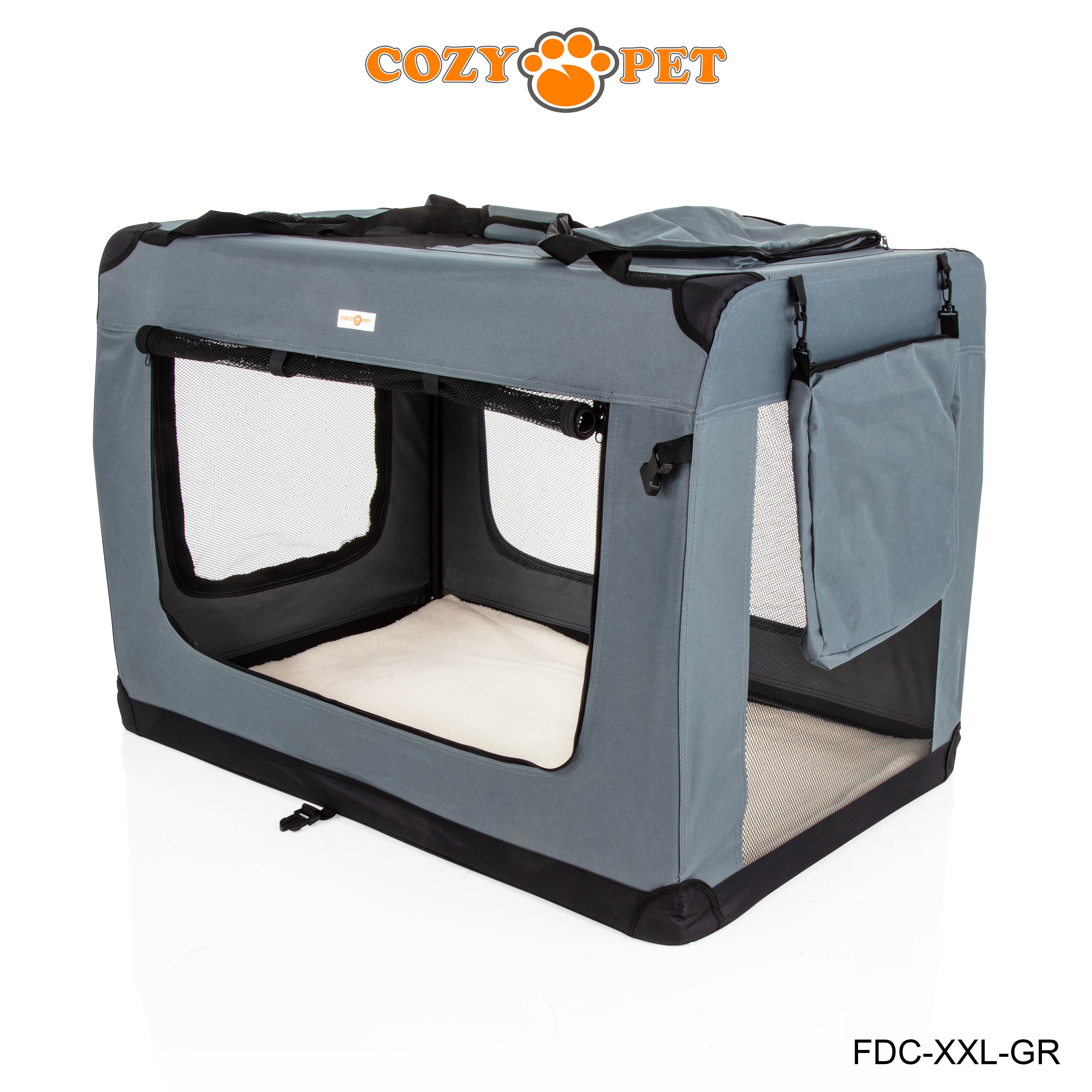 Fabric Dog Crate 101cm Grey by Cozy Pet Puppy Carrier Cat Travel Cage Rabbit Model: FDC-XXL-GR - RET - Customer Return 30% Discount.