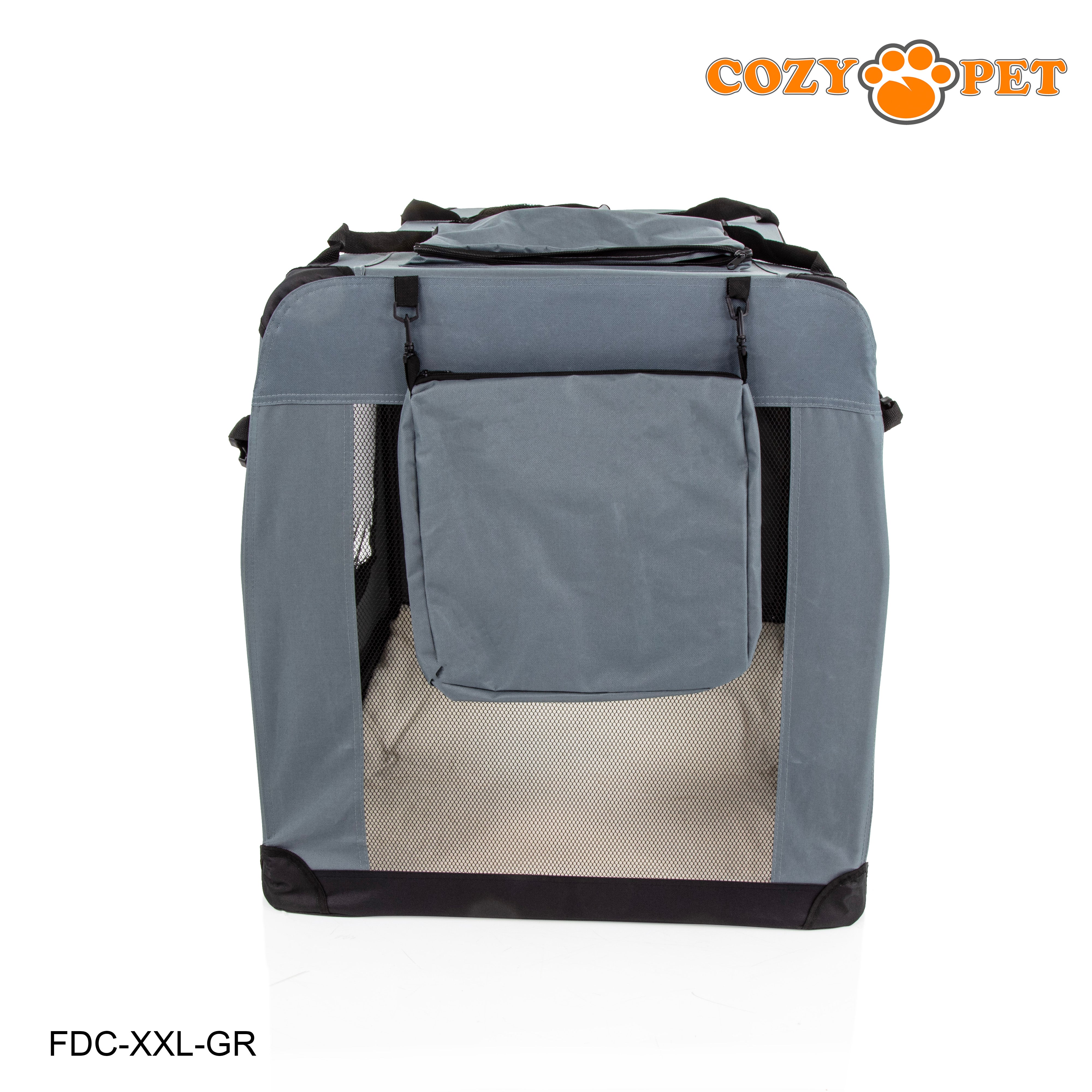 Fabric Dog Crate 101cm Grey by Cozy Pet Puppy Carrier Cat Travel Cage Rabbit Model: FDC-XXL-GR - RET - Customer Return 30% Discount.