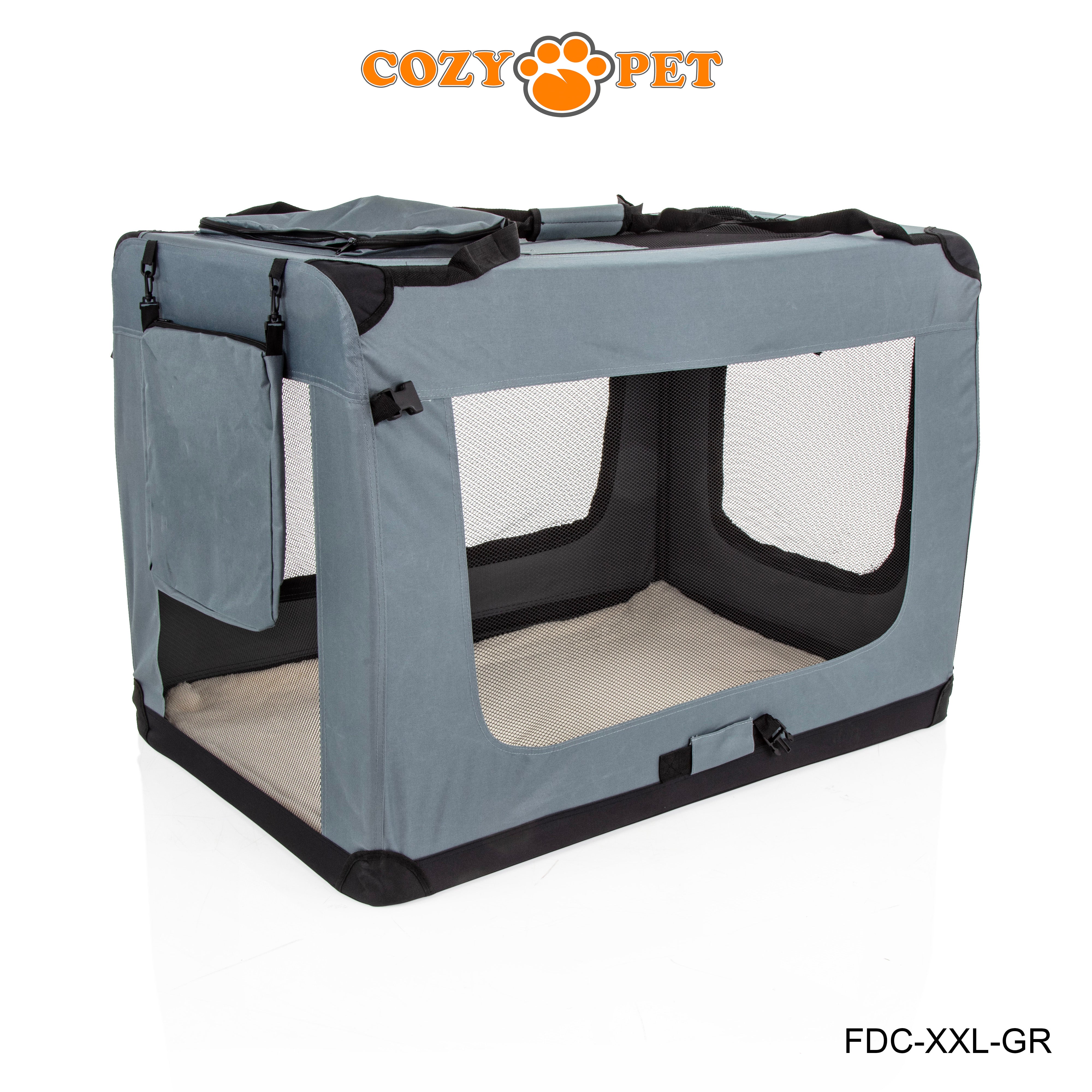 Fabric Dog Crate 101cm Grey by Cozy Pet Puppy Carrier Cat Travel Cage Rabbit Model: FDC-XXL-GR - RET - Customer Return 30% Discount.